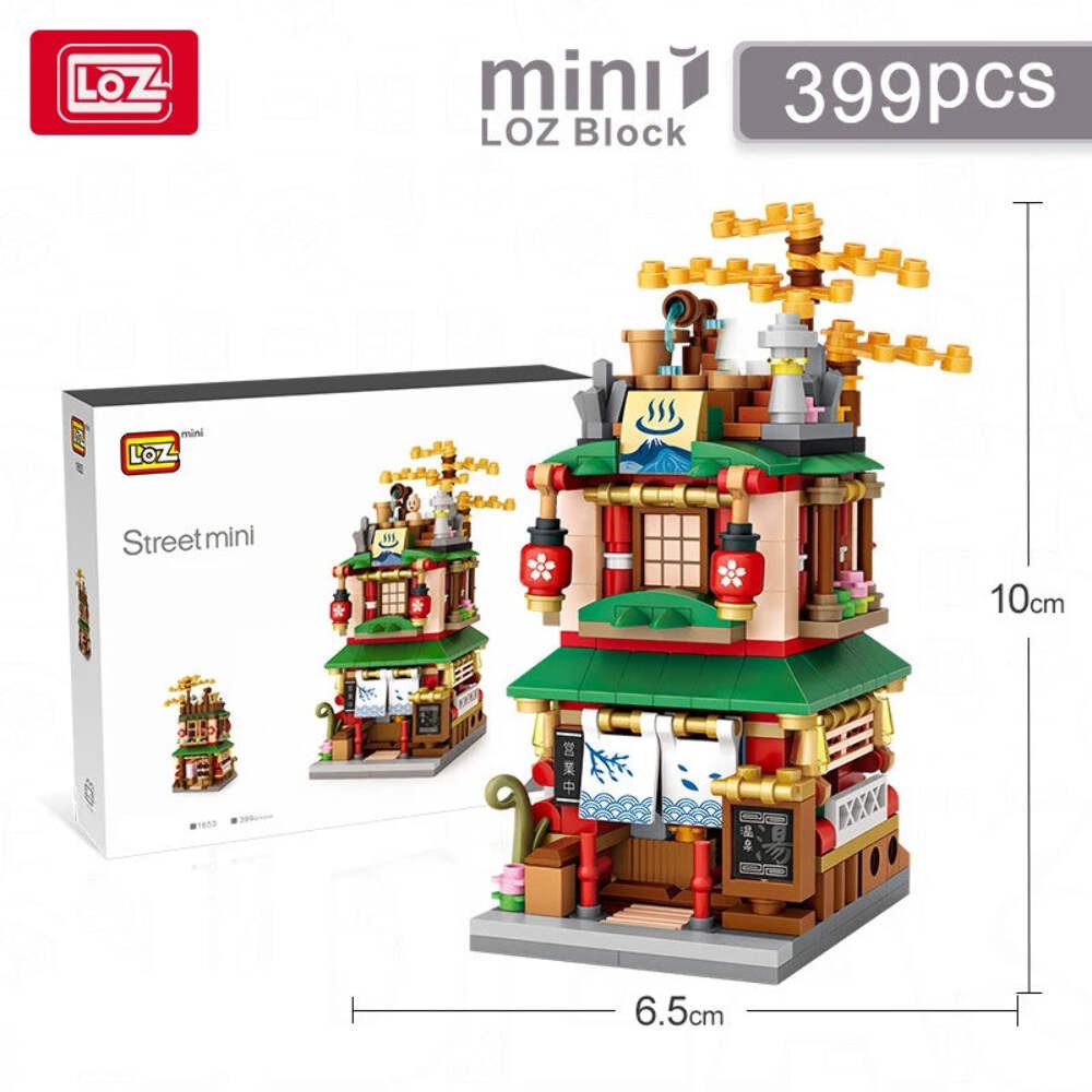 LOZ Mini Street View Series Japanese matcha shop Ramen Canteen Kimono shop Build
