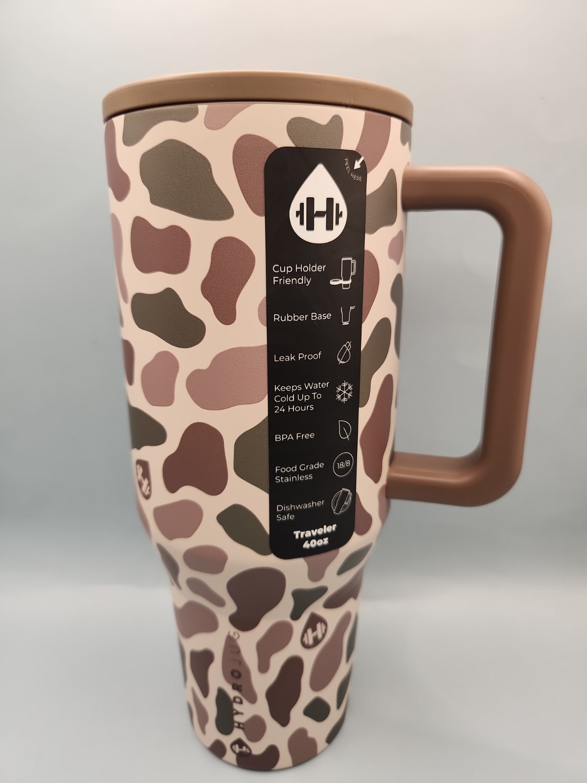 NEW HydroJug Traveler 40 oz Duck Camo Insulated Tumbler with Handle and Straw NEW HydroJug Traveler 40 oz Duck Camo Insulated Tumbler with Handle and Straw