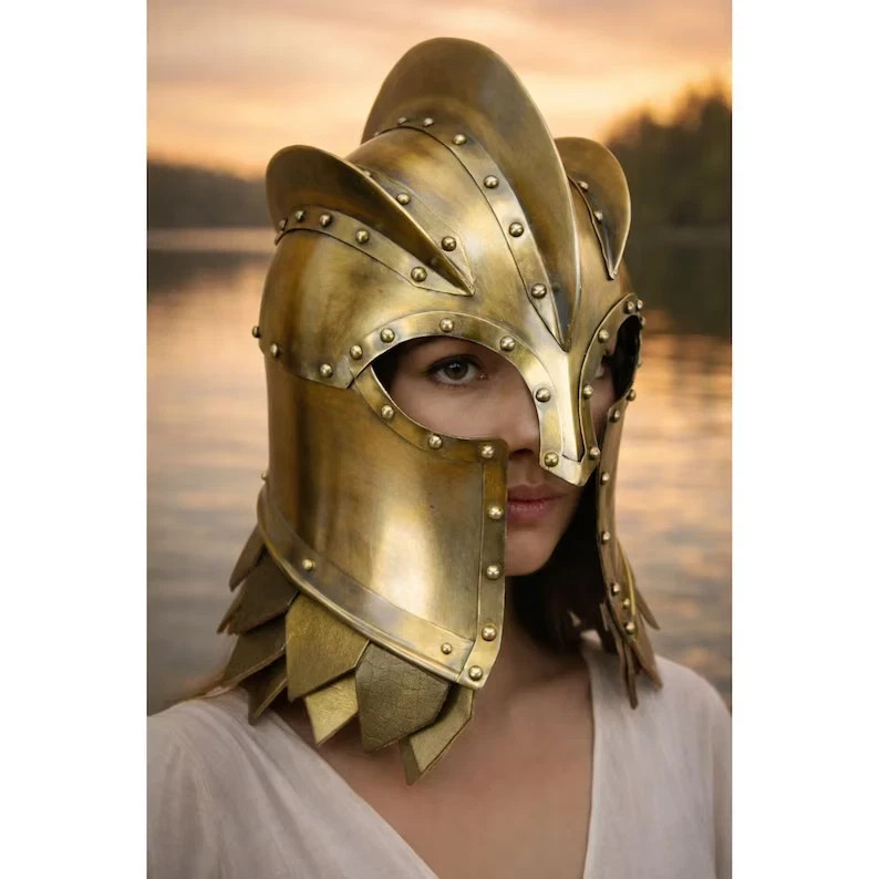 Bronze Spartan Helmet Greek Warrior Steel Armor Cosplay LARP Halloween Costume