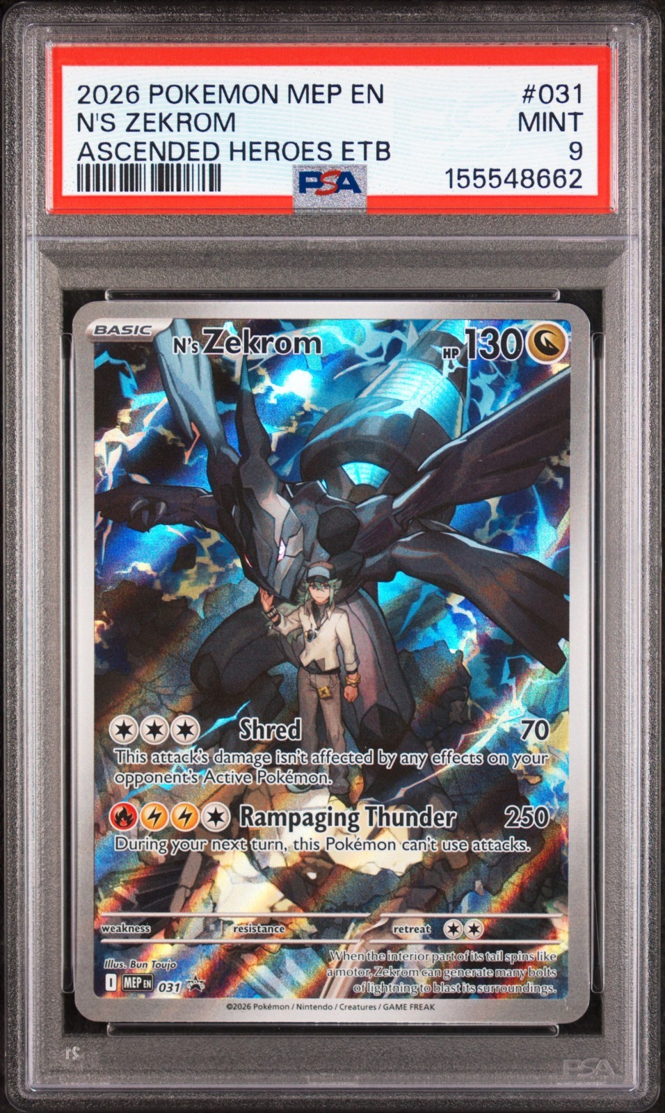N's Zekrom 2026 ASC Illustration Rare ETB Black Star Promo #031 PSA MINT 9 N's Zekrom 2026 ASC Illustration Rare ETB Black Star Promo #031 PSA MINT 9