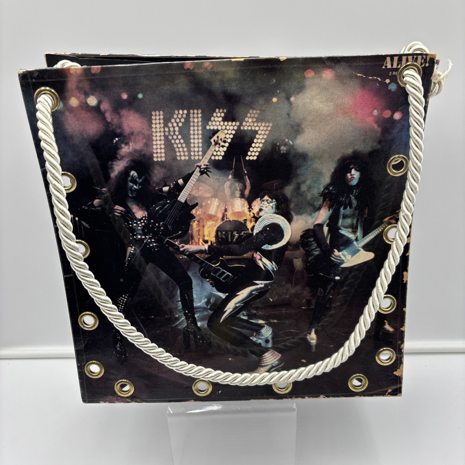 Handmade KISS Alive Album Cover Tote Bag Purse Vinyl Record Upcycled Rock