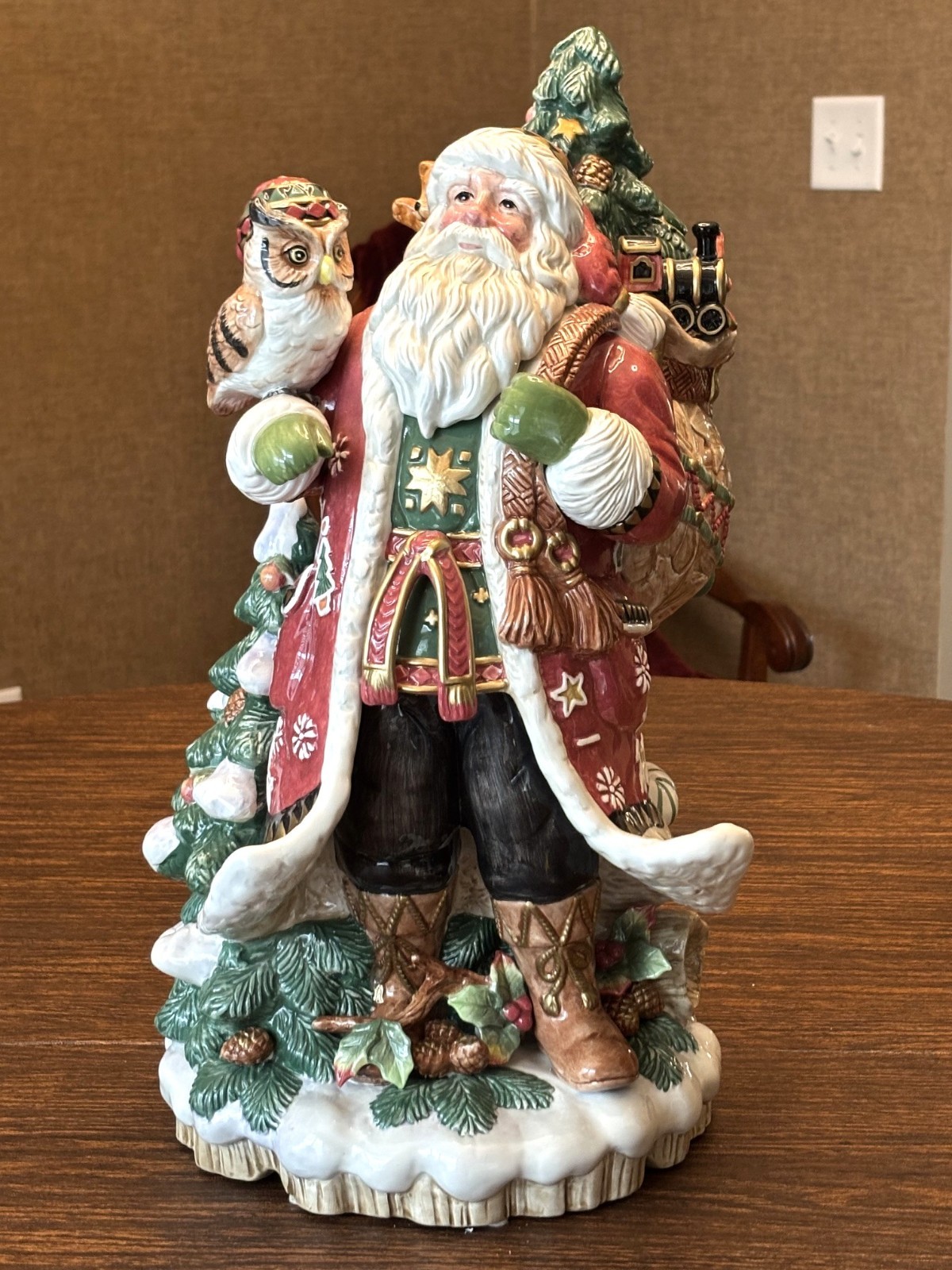 FITZ & FLOYD - CHRISTMAS LODGE  Santa Claus CENTERPIECE w/ BOX