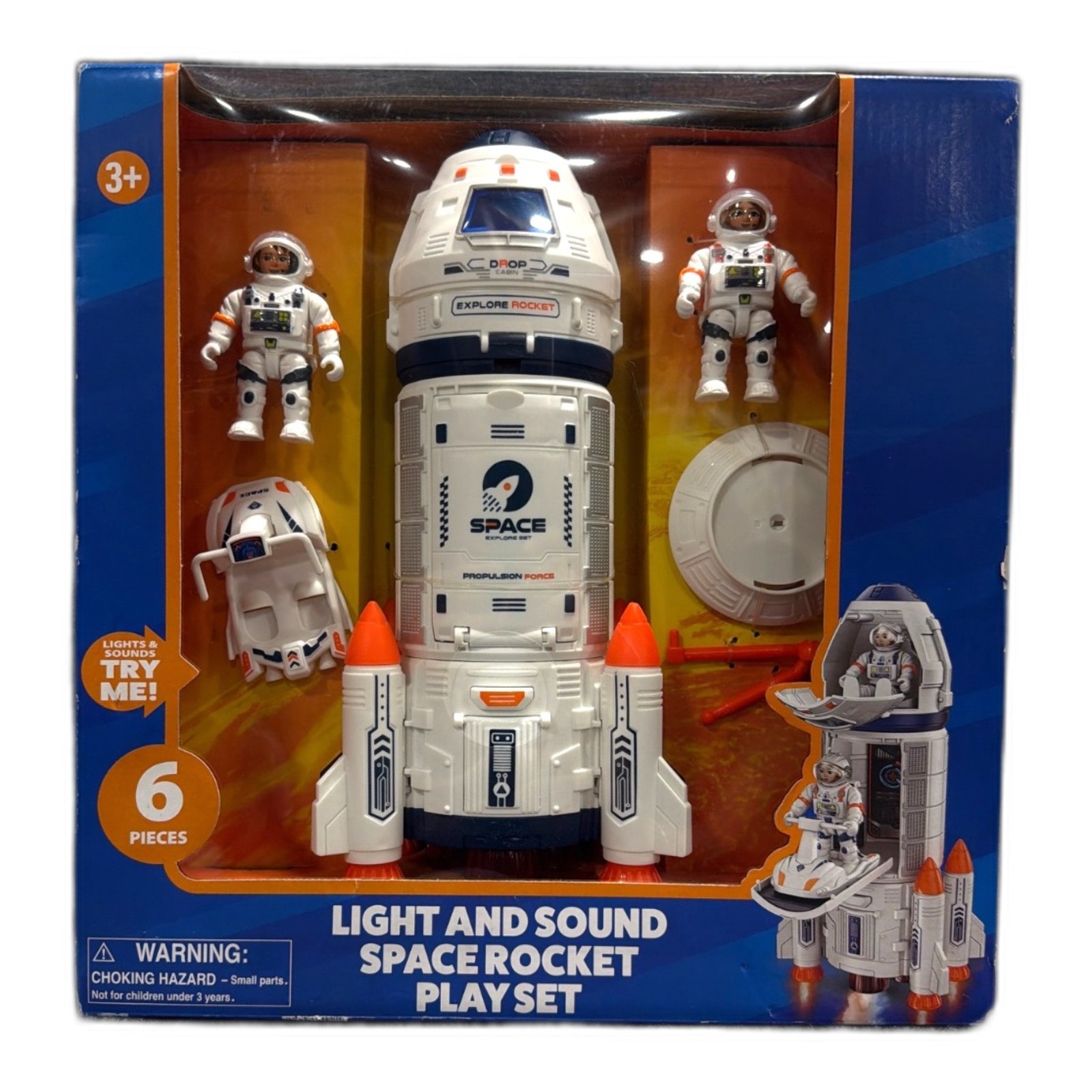 Fun Kids\' Light Sound Space Rocket Play Set 6 Pieces Educational Toy New