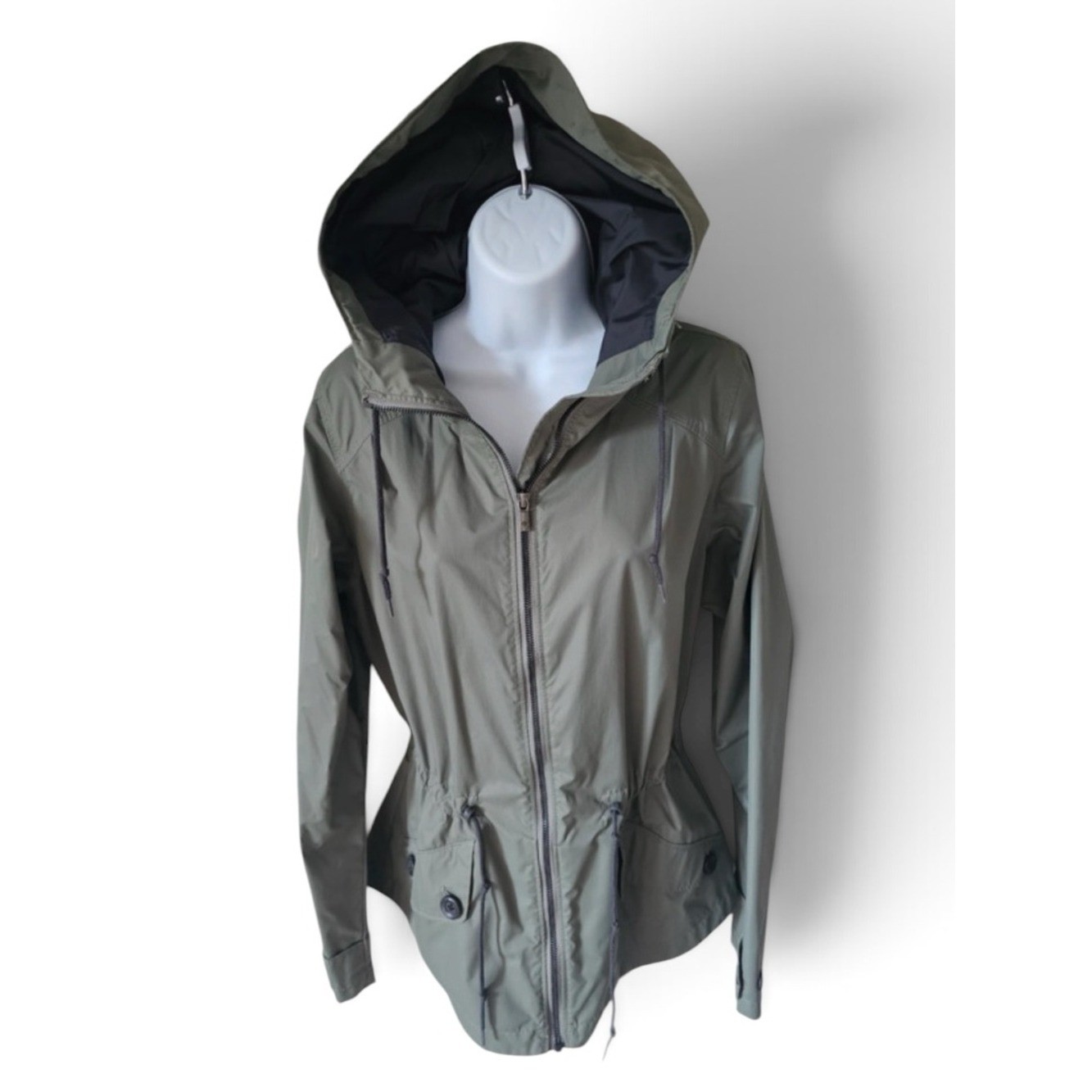 Columbia Womens Hooded Utility Jacket Olive Green Water Resistant Small