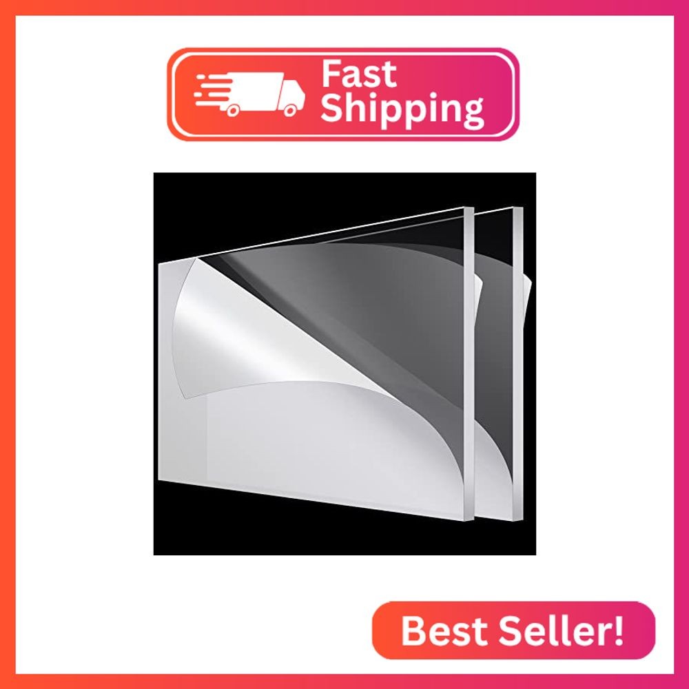 Roowest 2 Pcs 24 X 48 Inch, 1/8 Inch Transparent Acrylic Sheet Panel