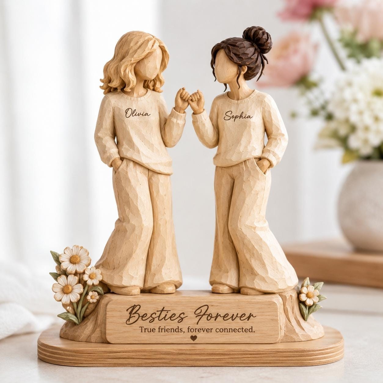 Personalized Best Friends Wooden Block, Besties Forever Pinky Promise Keepsake