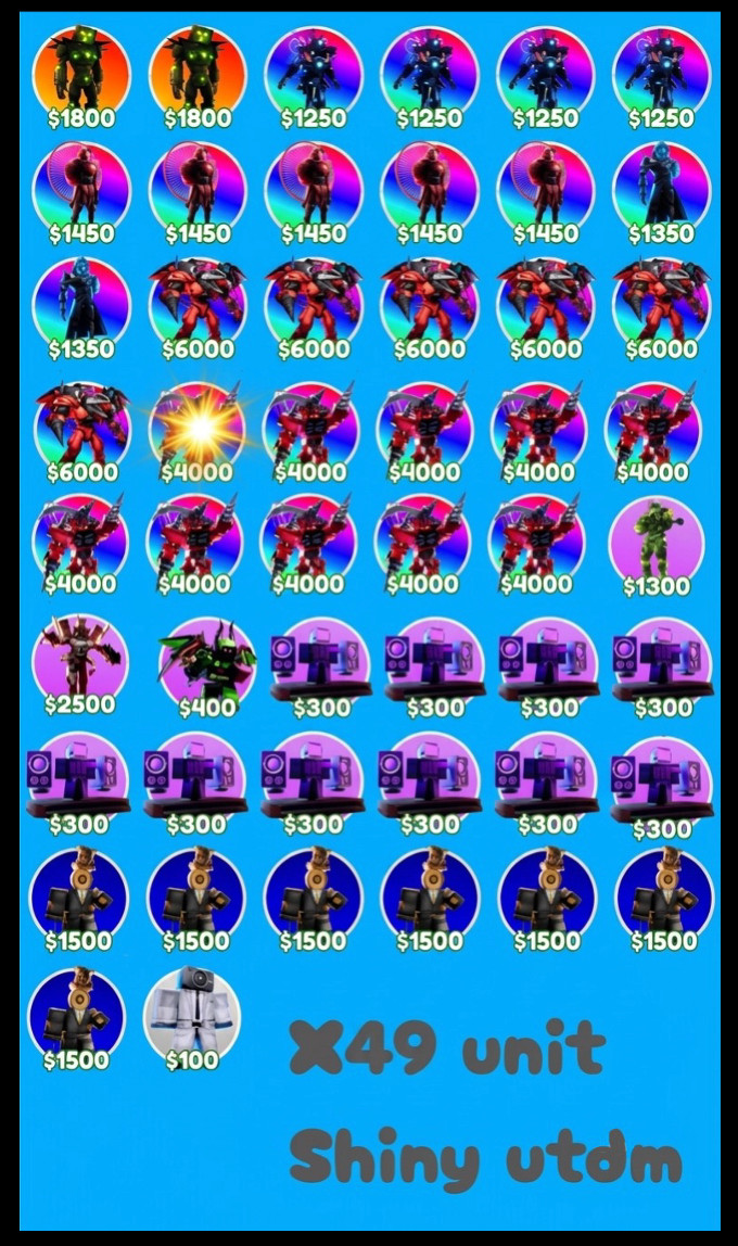 🚽TTD 1B+ VALUE UNITS PACK🔥 SHINY UTDM - TOILET TOWER DEFENSE INSTANT DELIVERY⚡