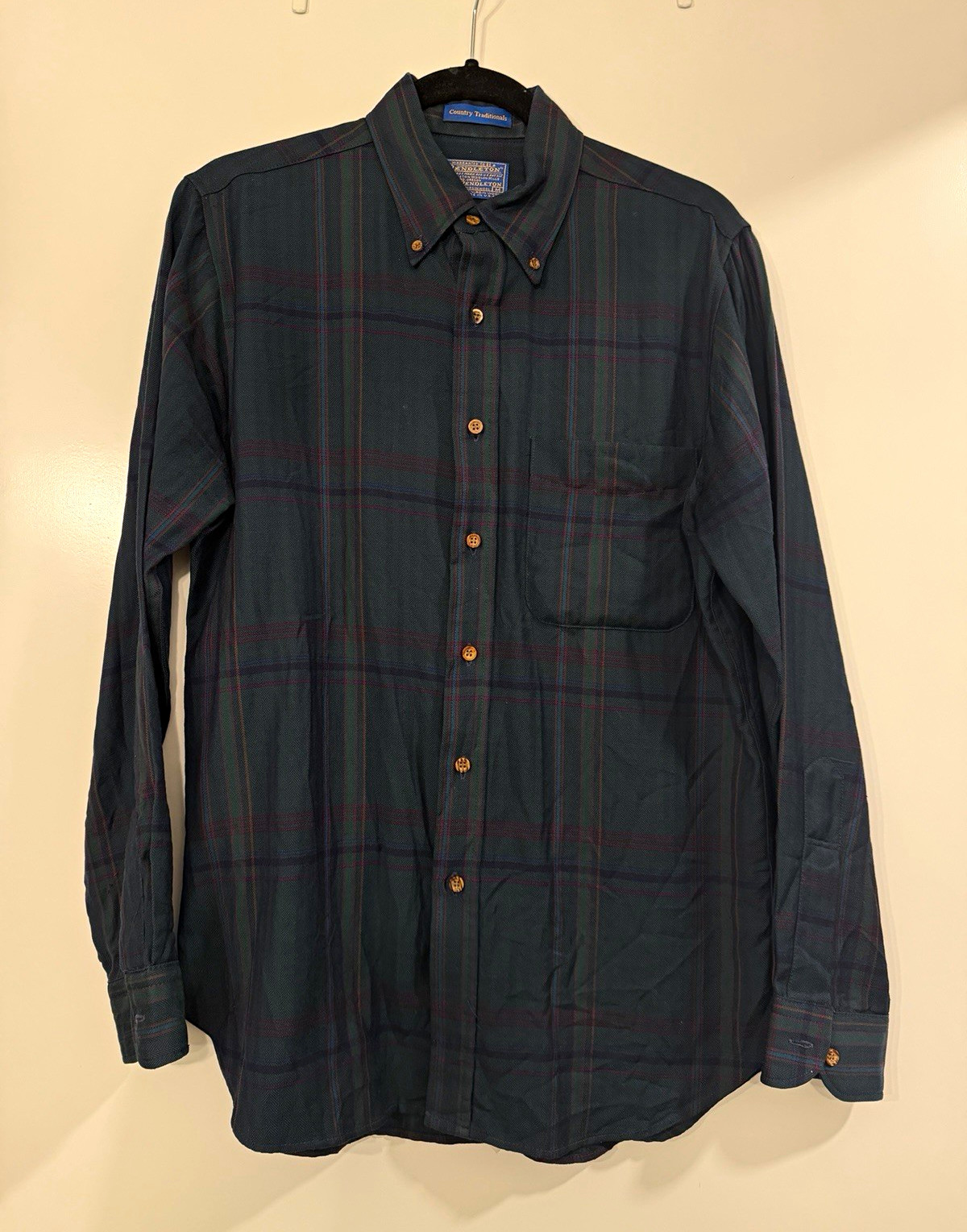 Pendleton Sir Pendleton Plaid Wool Flannel Button-Down Shirt Pockets M