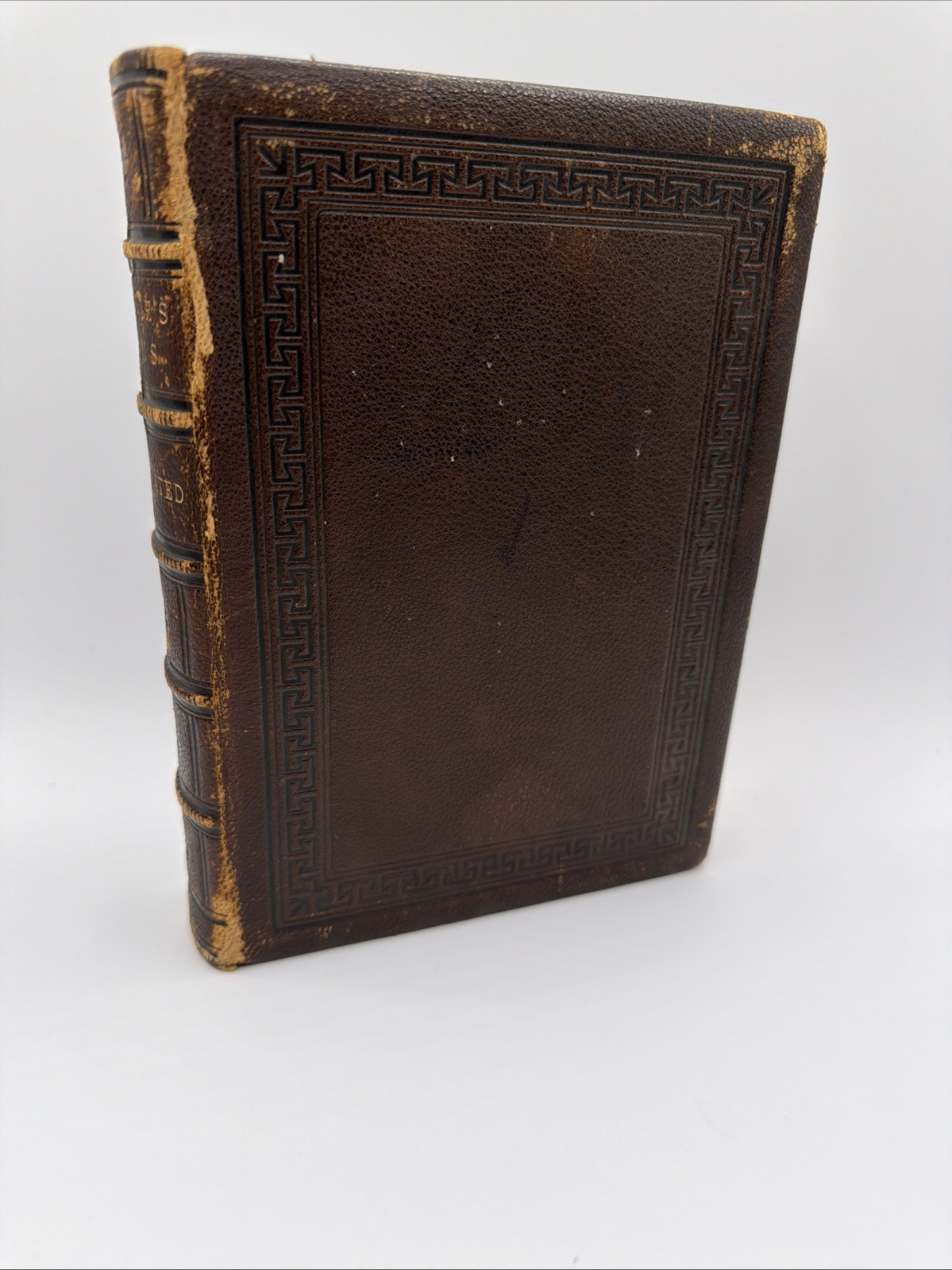 1882 Merediths Poems Illustrated Leather Antique Book 1884 Handwritten Hymn