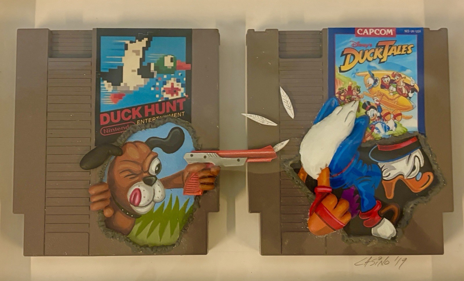 Rare Steve Casino Duck (Hunt) Tales NES Cartridge 3D Framed Pop Art Nintendo