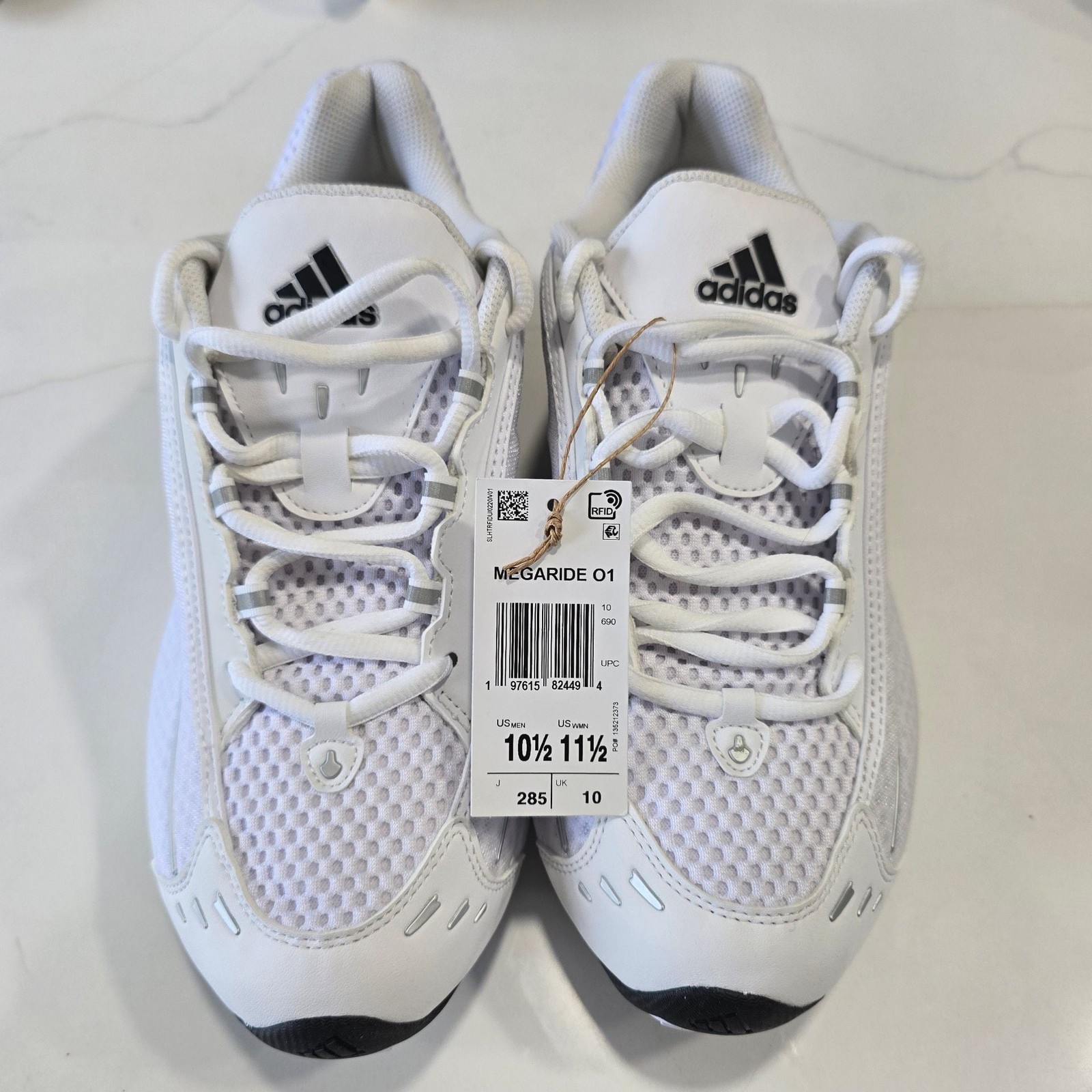 Adidas Megaride 01 Men\'s Size 10.5 White Black Sneakers Shoes