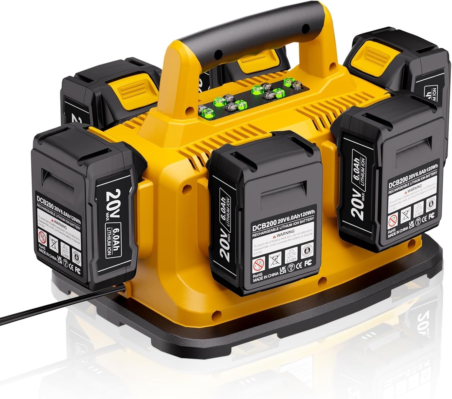 6 Port Simultaneous Charger for Dewalt 20V/60V Batteries DCB104 DCB118 Station