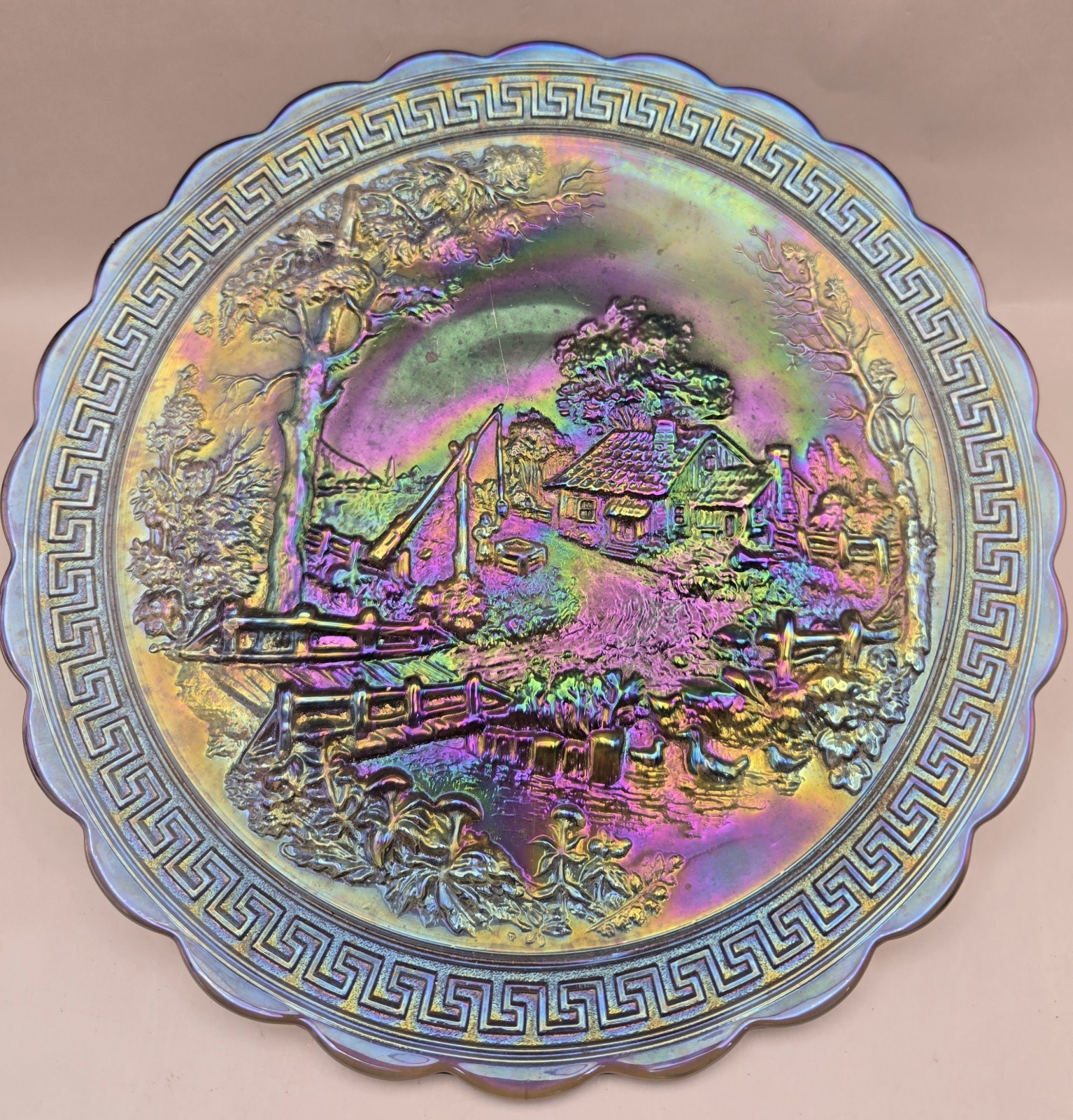 Carnival Glass Plate Vintage Imperial Homestead Chip Plate 10.25\