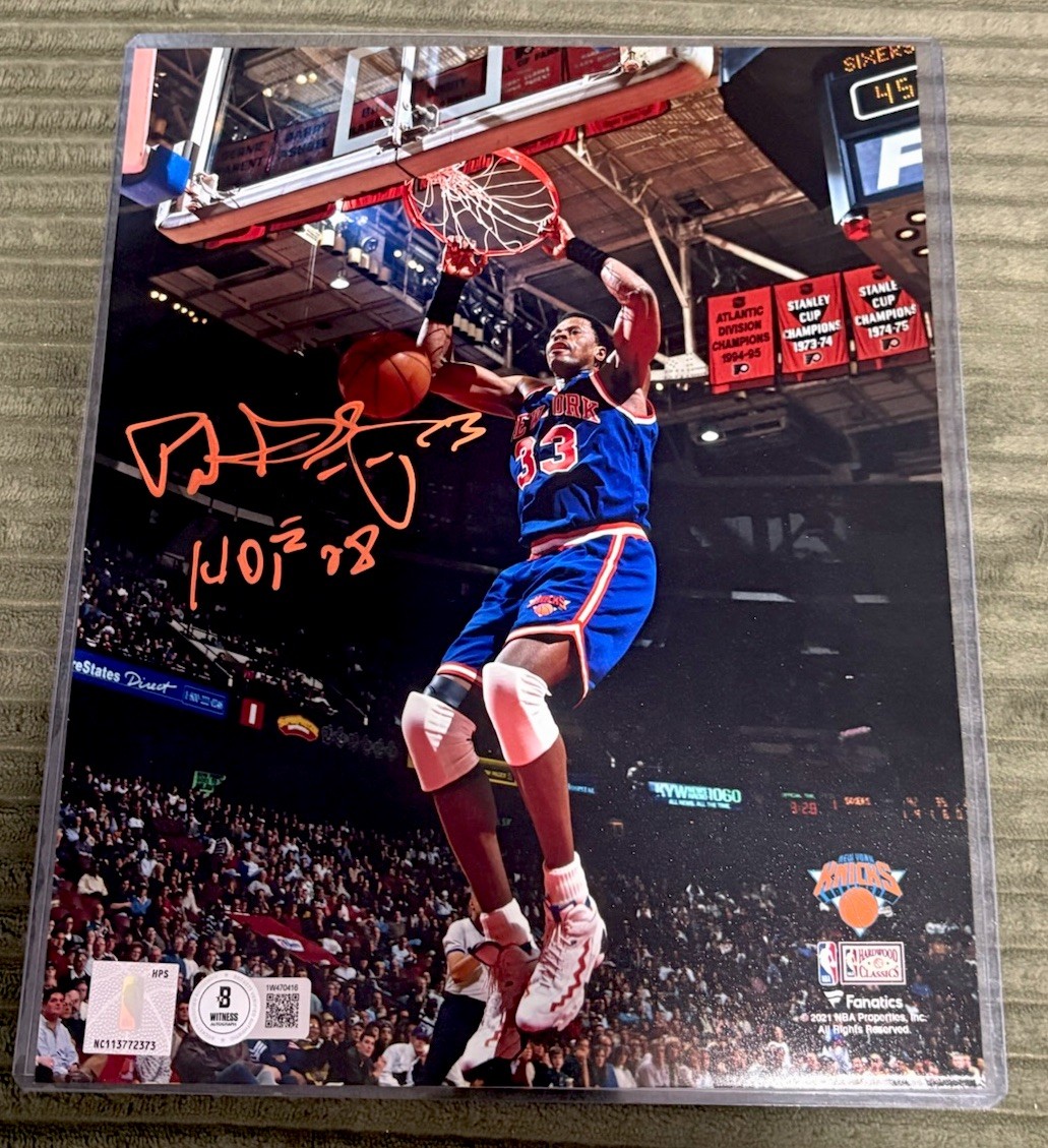 PATRICK EWING Autographed 8x10 Photo with HOF Inscription BECKETT BAS COA Knicks