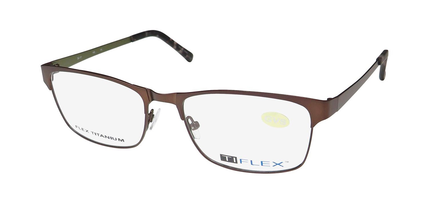 NEW TIFLEX 1705 EYEWEAR 54-17-140 TITANIUM MENS FULL-RIM 200 BROWLINE BROWN