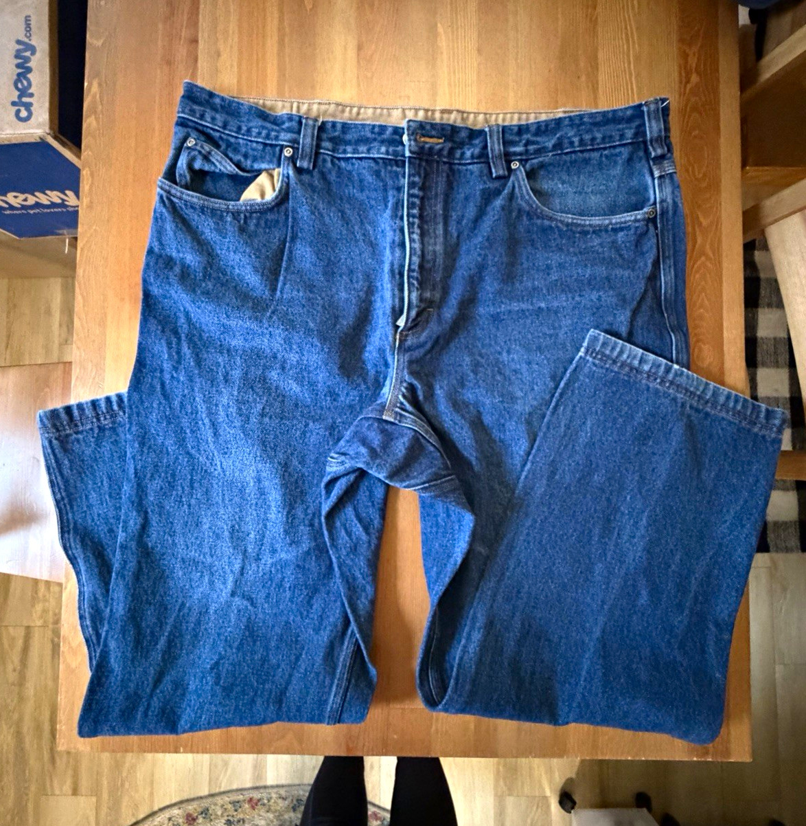 Duluth Trading Men’s Blue Denim Jeans Relaxed Fit Straight Leg Mid Rise