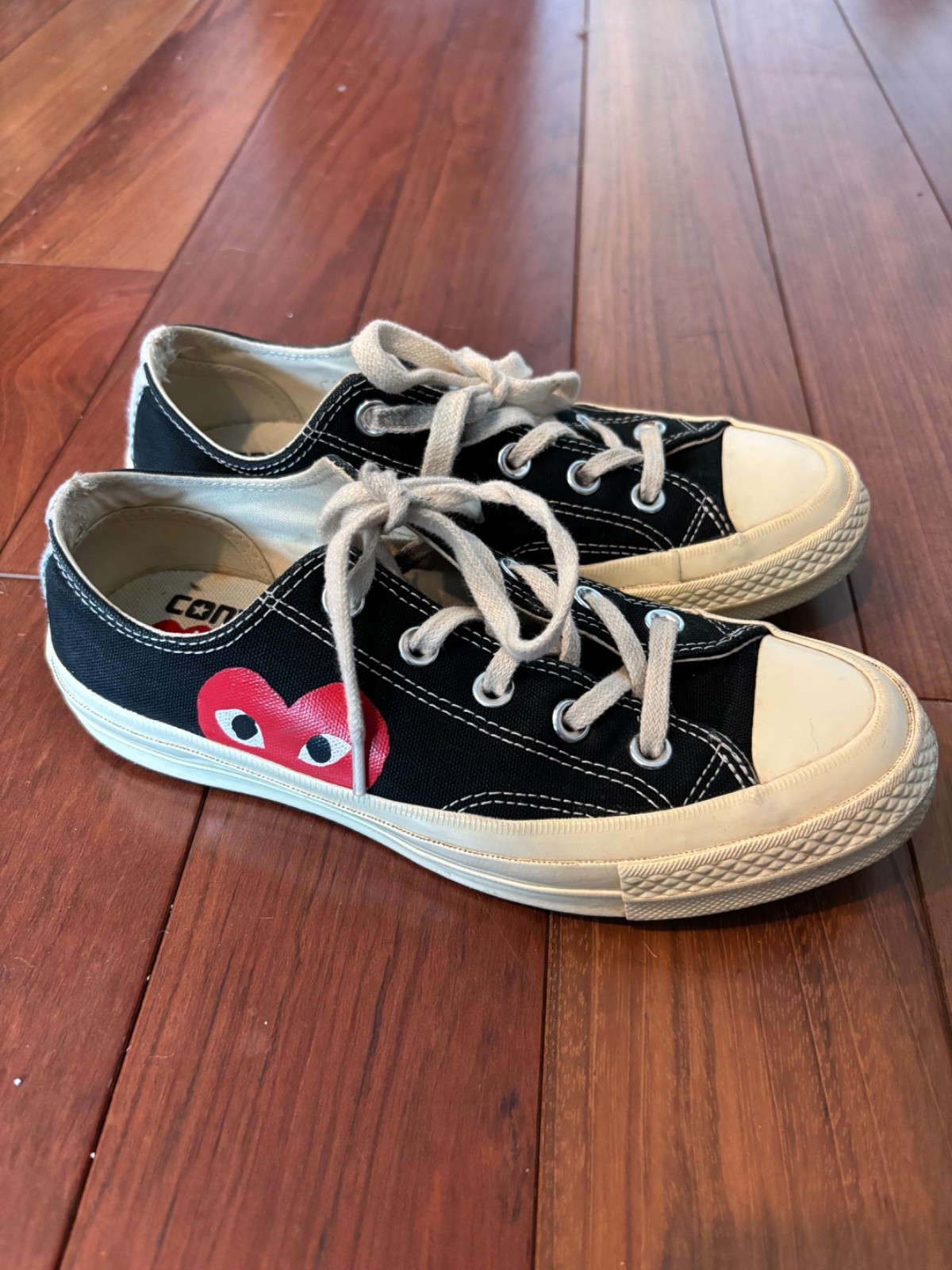 Converse x Comme des Garçons PLAY Black Canvas Low-Top Sneaker Womens 6 Mens 4