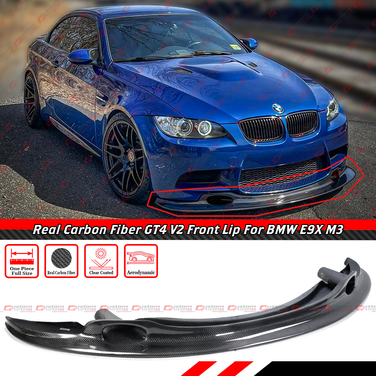 For 2008-13 BMW E92 E93 E90 M3 GT4 Style Carbon Fiber Front Bumper Lip Splitter For 2008-13 BMW E92 E93 E90 M3 GT4 Style Carbon Fiber Front Bumper Lip Splitter