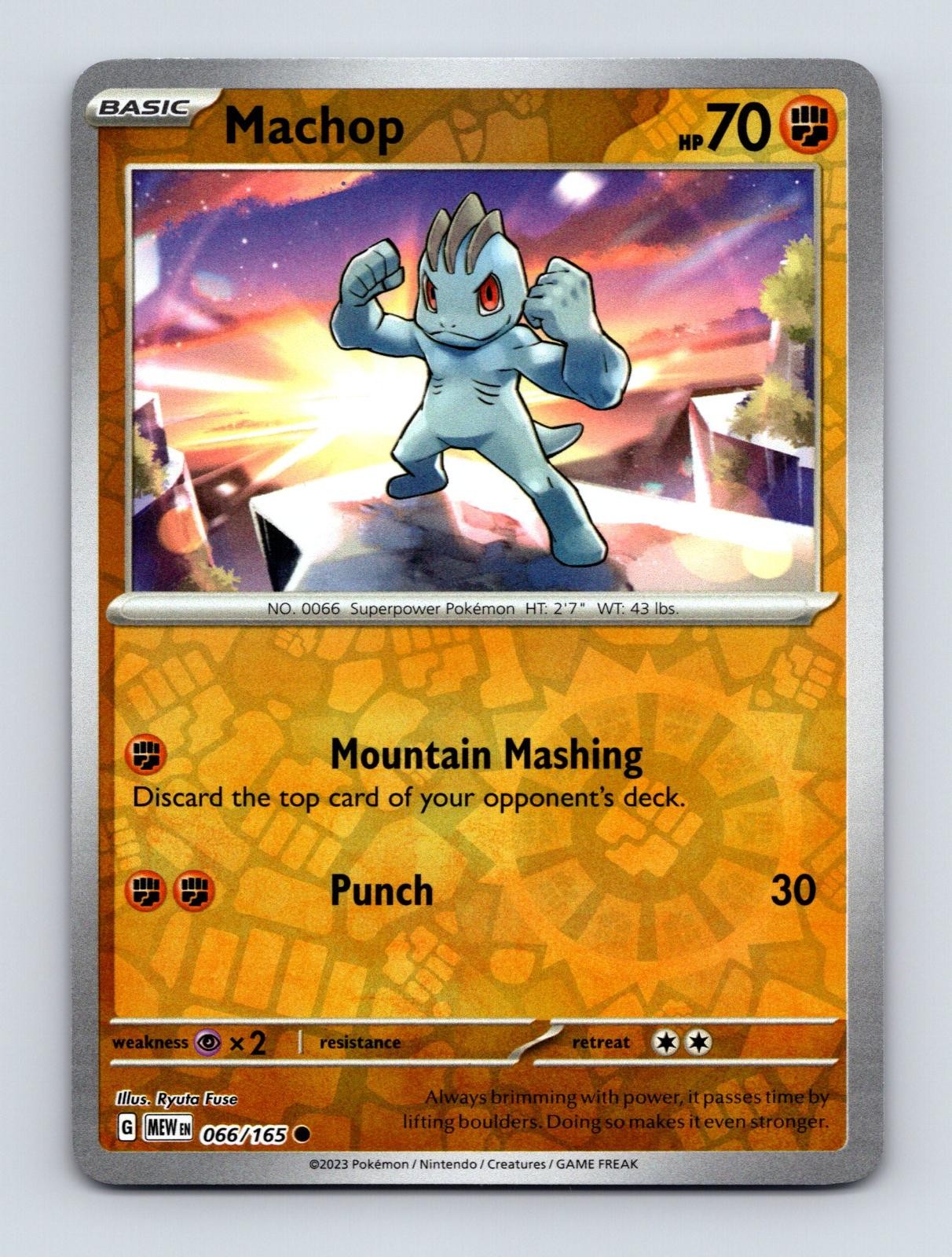 MACHOP 066/165 COMMON 151 POKEMON REVERSE HOLO NM