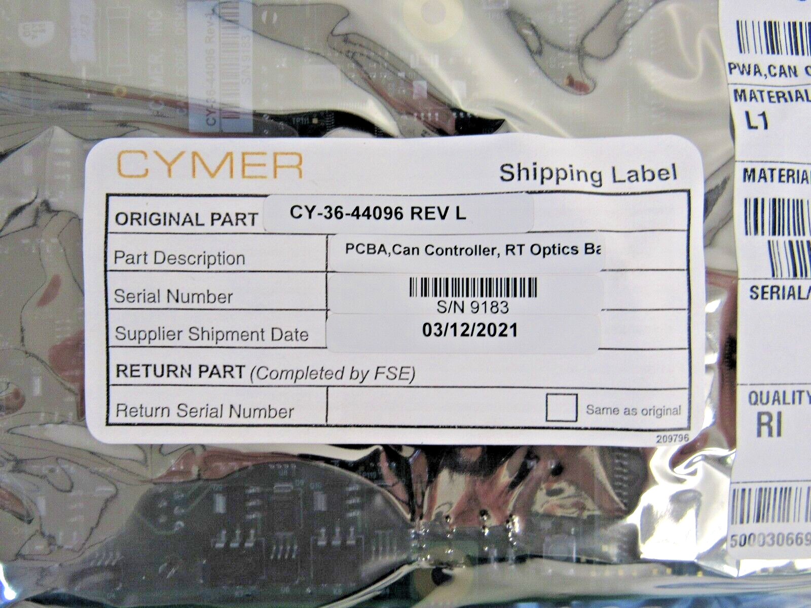 Cymer CY-36-44096 PCBA Can Controller RT Optics 51-1 Cymer CY-36-44096 PCBA Can Controller RT Optics 51-1