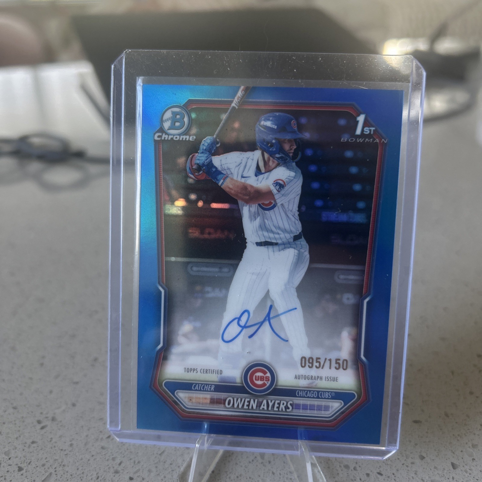 2026 Bowman Chrome Owen Ayers 1st Bowman True Blue Auto /150 Chicago Cubs