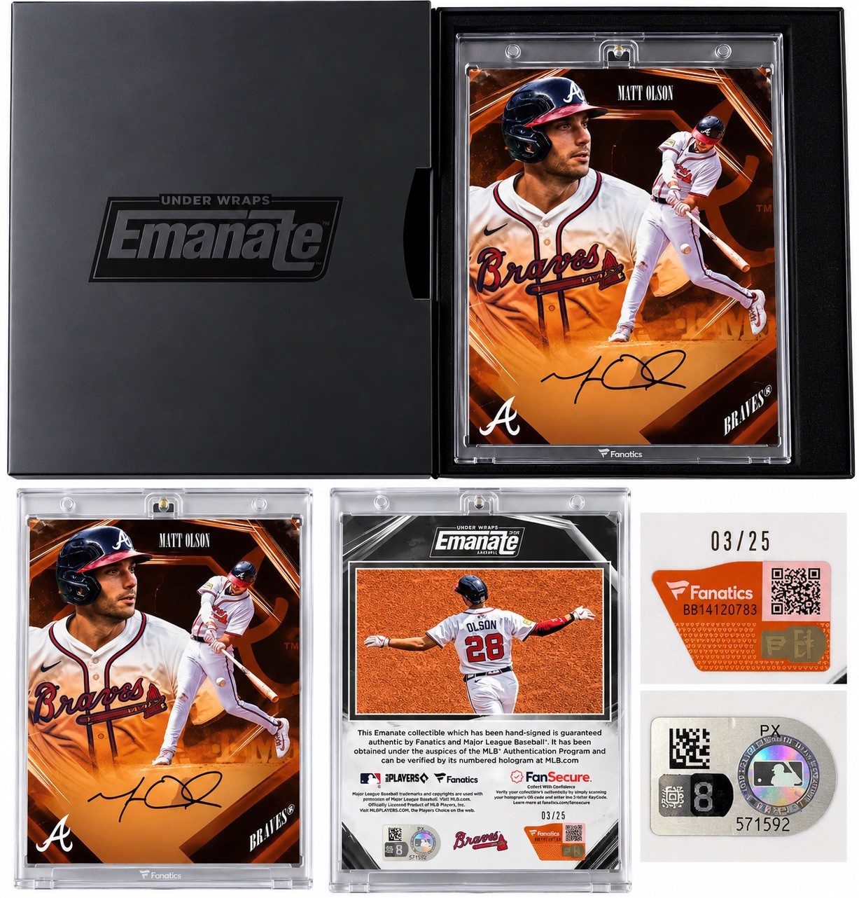 Fanatics 2026 Emanate Under Wraps Matt Olson Braves Auto Orange #8 3/25