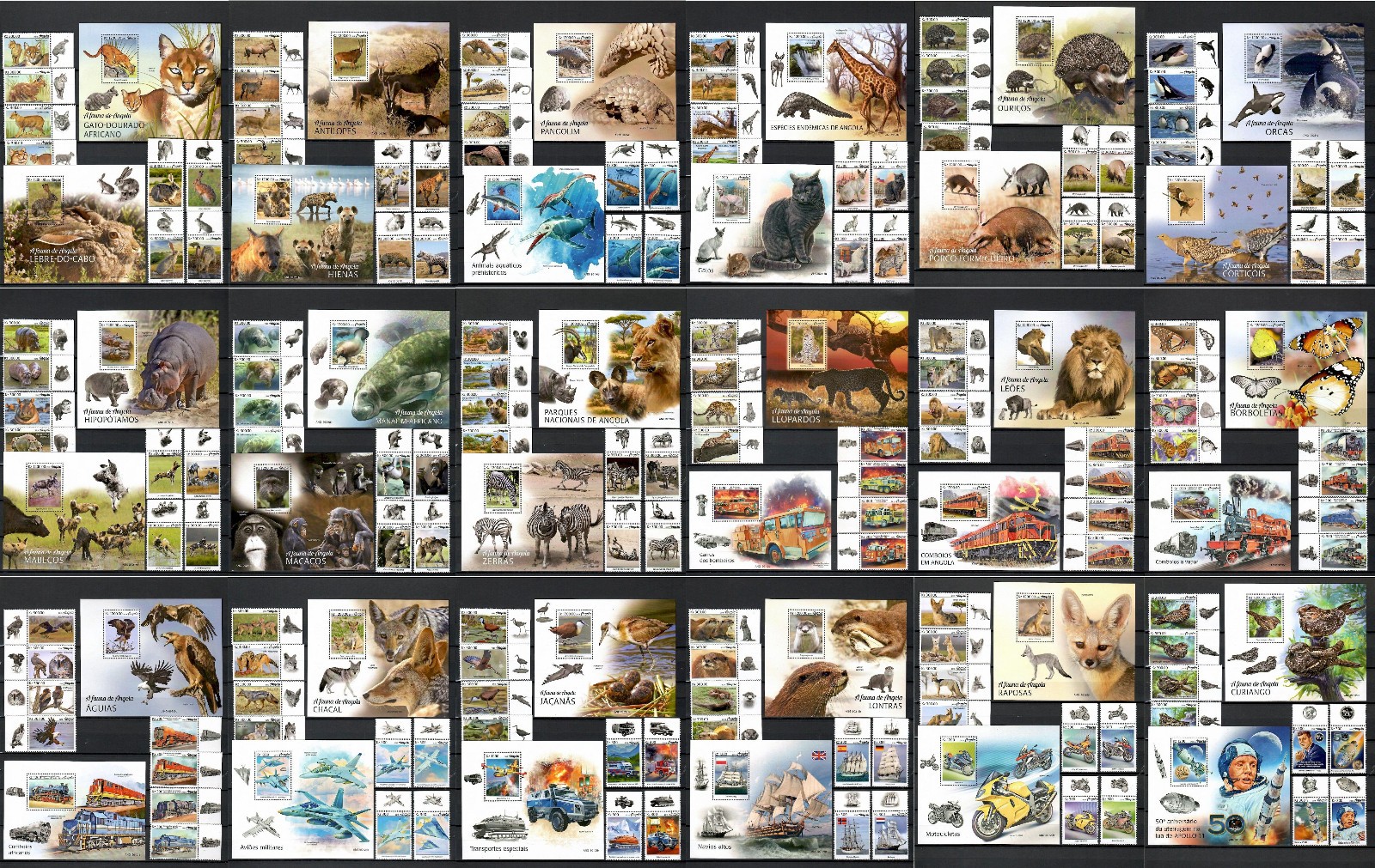 ANIMALS, transport, space Angola 2019 collection 18 sets + 18 s/s MNH #CNA443
