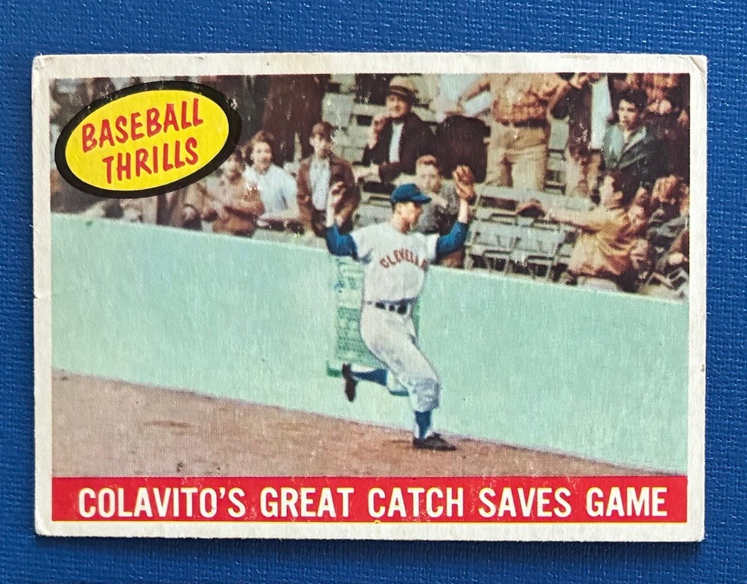 1959 Topps #462 Thrills - Colavito\'s Great Catch Saves Game - EX (No Creases) 1959 Topps #462 Thrills - Colavito\'s Great Catch Saves Game - EX (No Creases)