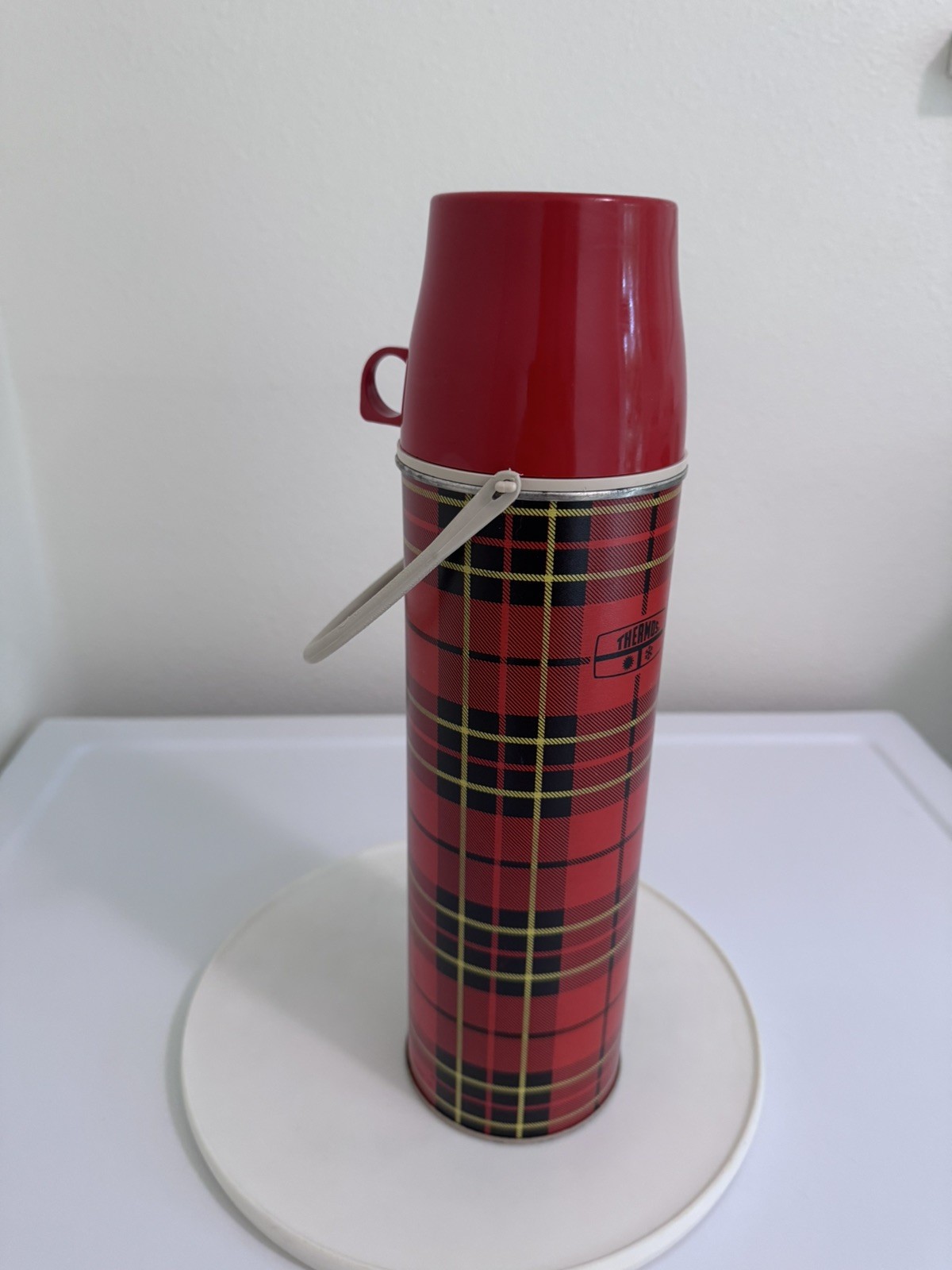 Vintage 1973 Thermos Bottle No. 2242 King-Seeley Thermos Co. Plaid Hot/cold USA