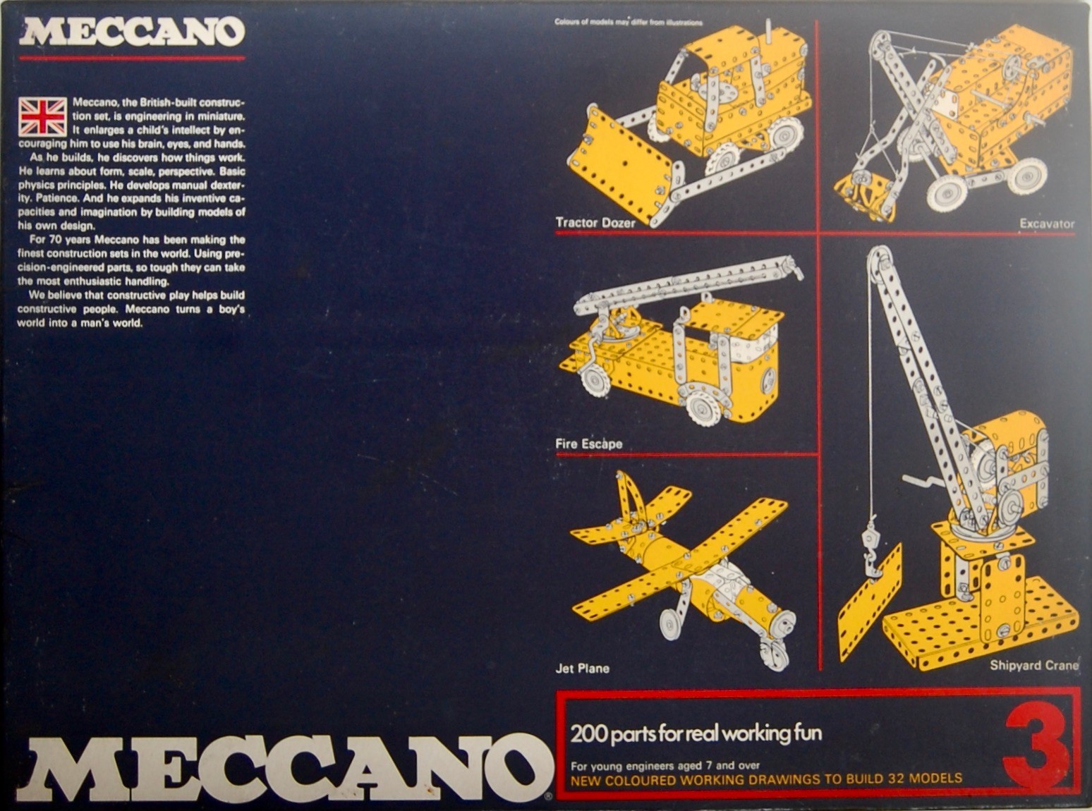 Vintage Meccano Set 3 1975. Complete. Boxed. Parts unused. Superb Condition.