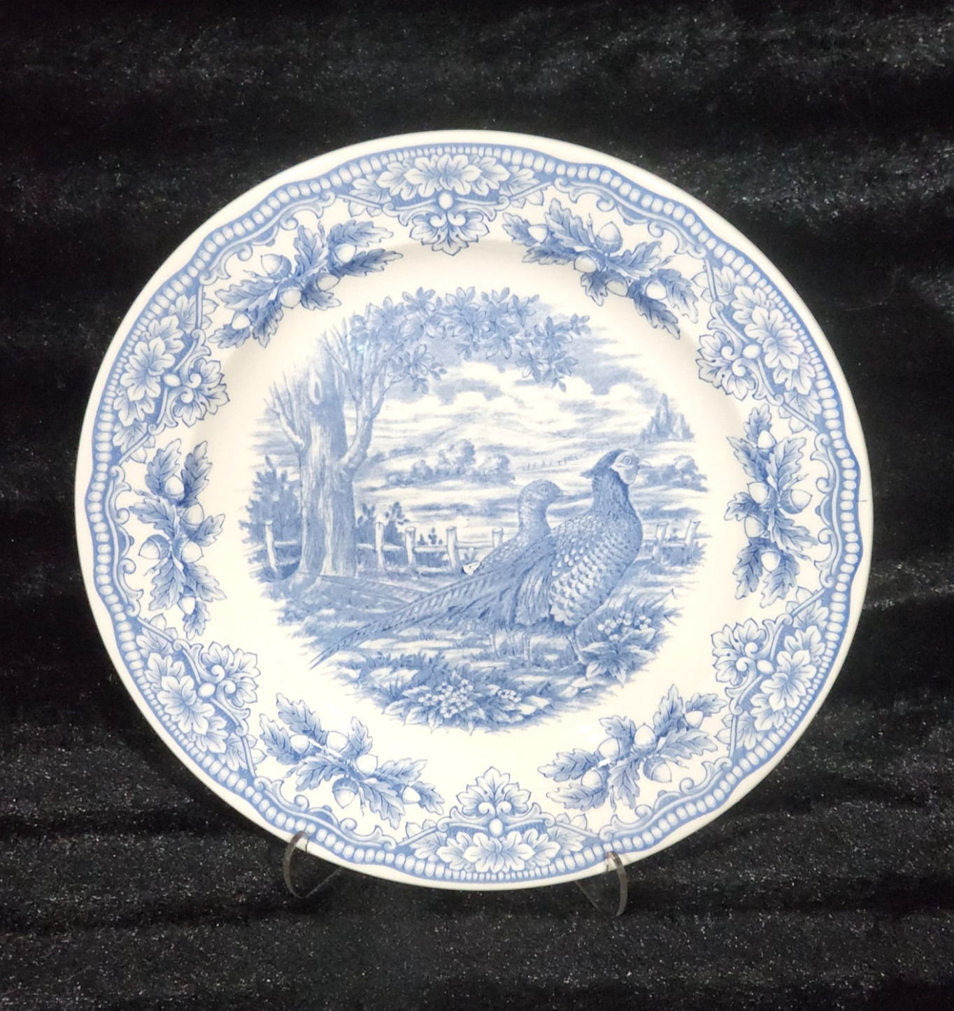 Royal Stafford Woodland Pheasant Blue Dinner Plates 2pc 10.8\
