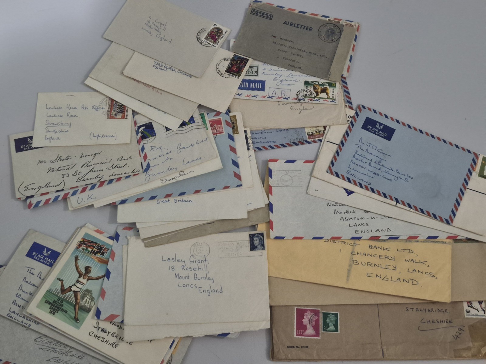 VINTAGE POSTAL HISTORY x43 Covers: 1893 Hong Kong Wales Nepal Bank Archive LOT