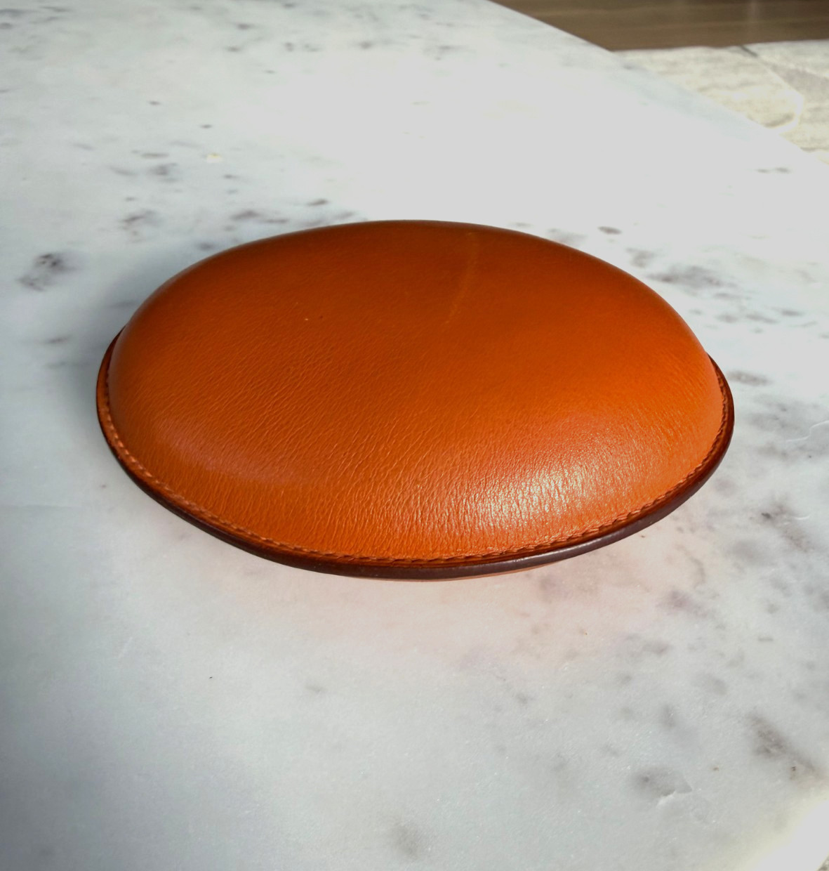 Hermès Orange Leather Stone Paperweight Hermès Orange Leather Stone Paperweight