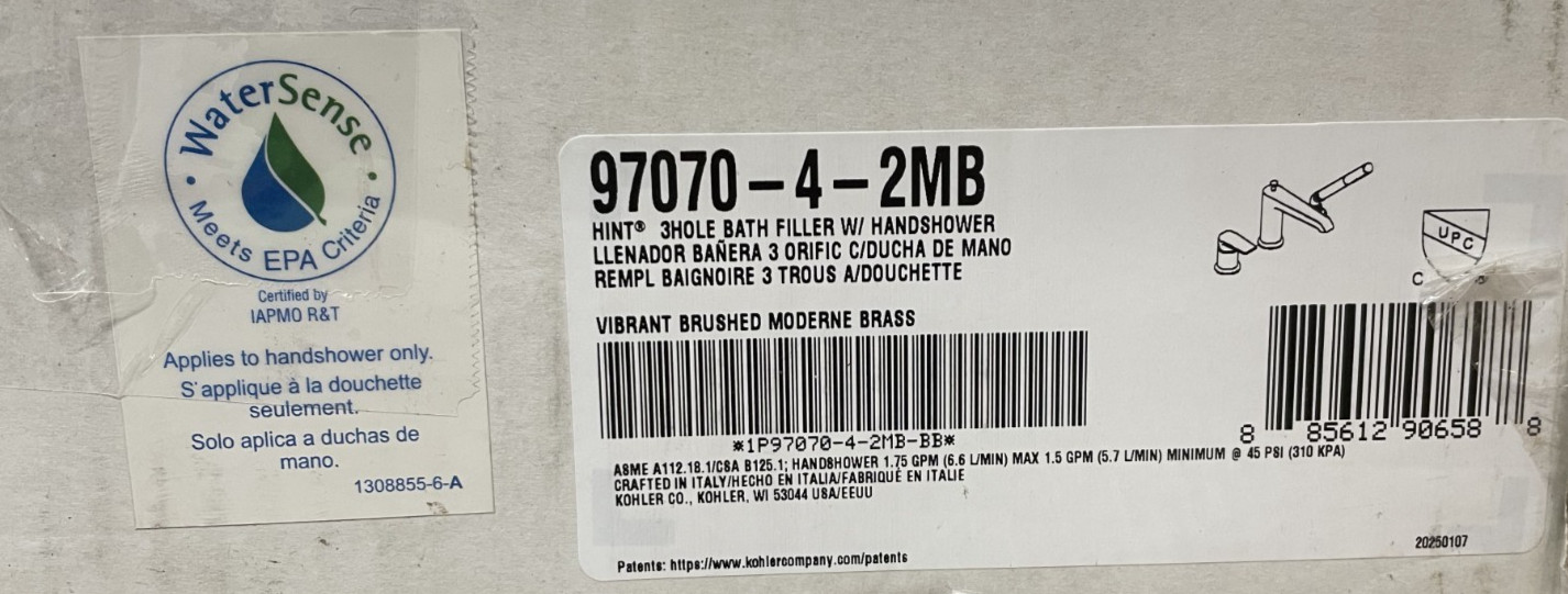 Kohler K-97070-4-2MB Bath Faucet Set Vibrant Brushed Moderne Brass - *READ*