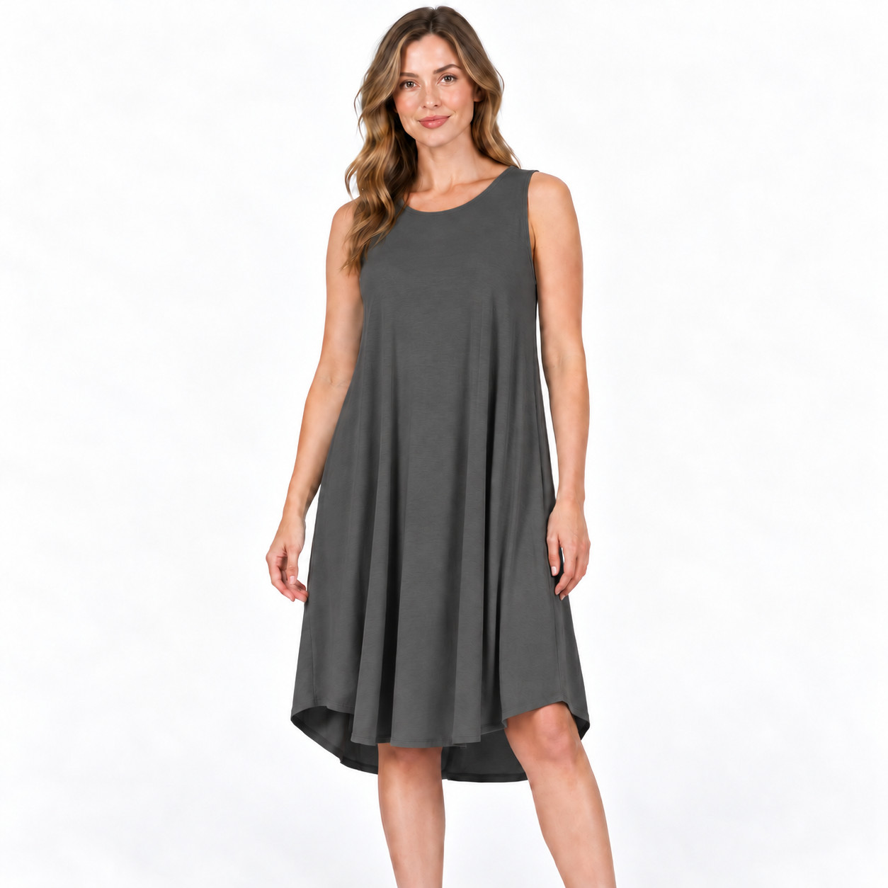 Zenana Viscose Sleeveless Knee Length  Two Side Pocket All Seasons Casual Dress