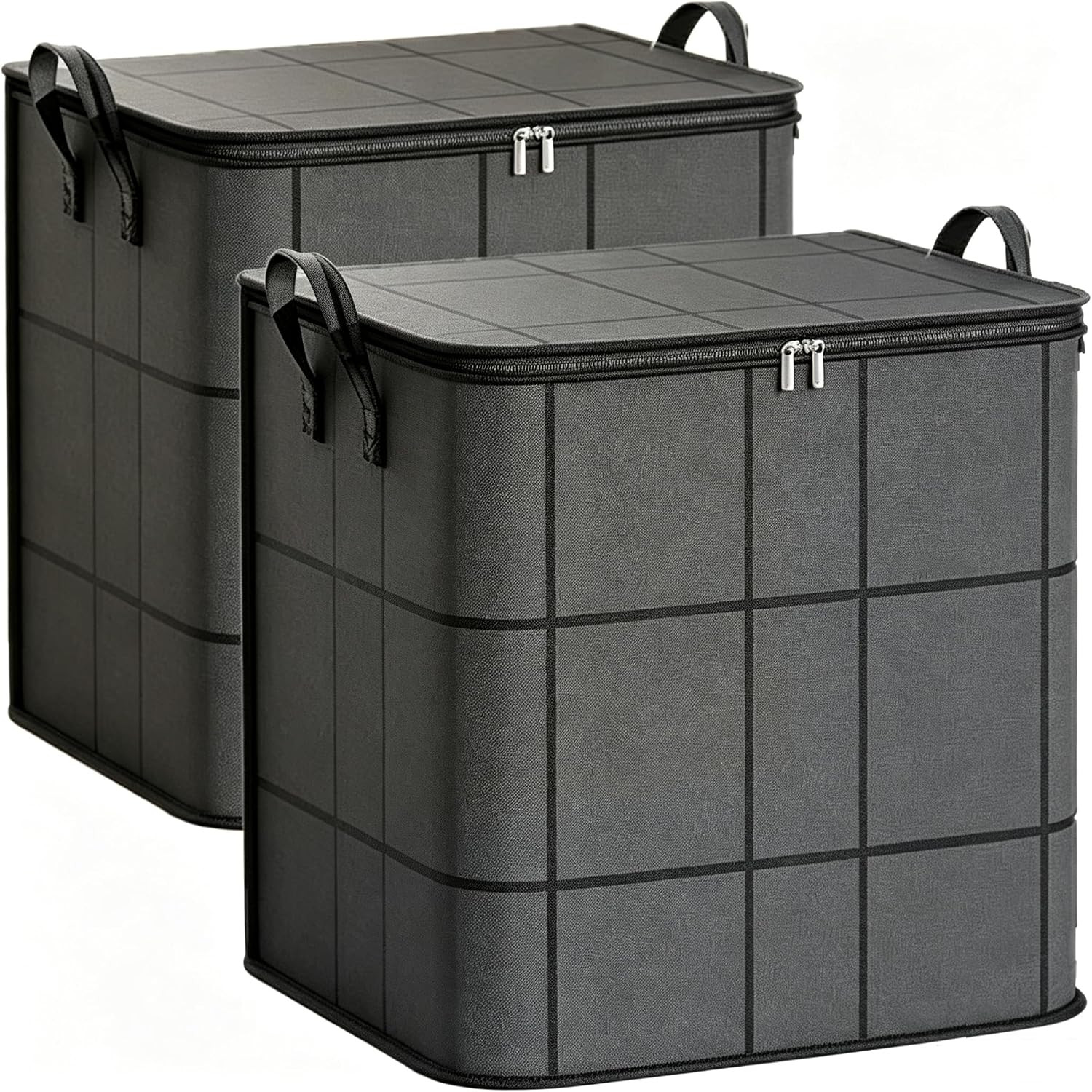 2Pcs Spacious Moving Storage Bin 180L, XXL Foldable Blanket Bag Organizer with H