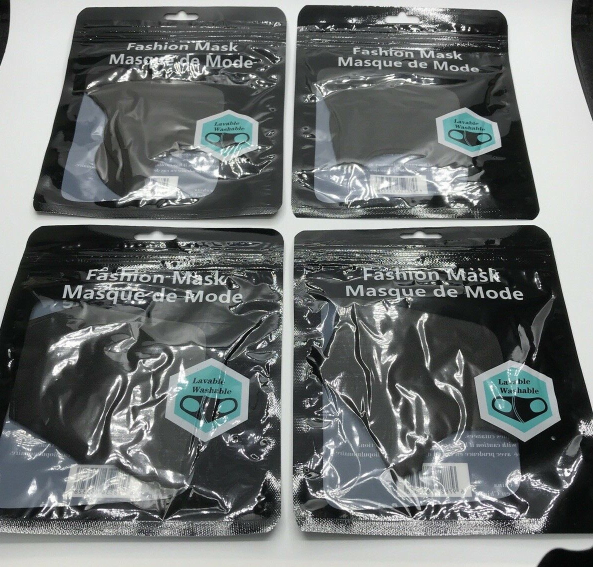 4 Pcs Fashion, Anti-dust, Reusable Face Mask, Adult,New individually pack. Black