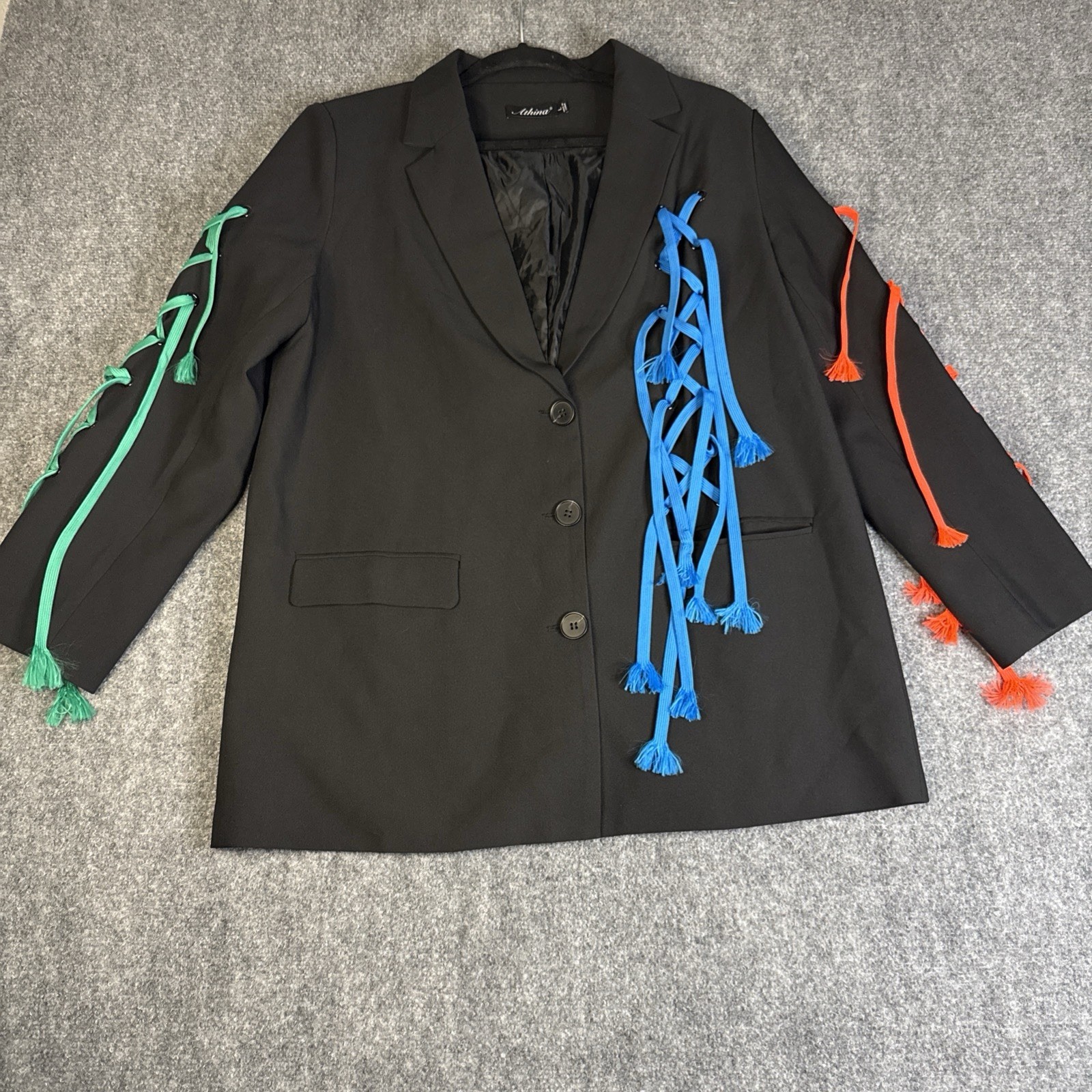 Athina Women\'s Blazer Entangled String Neon Size Large Grunge Goth