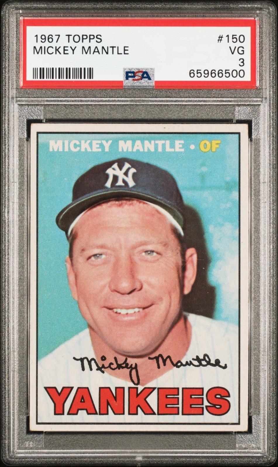 1967 Topps Mickey Mantle #150 PSA 3 VG New York Yankees 