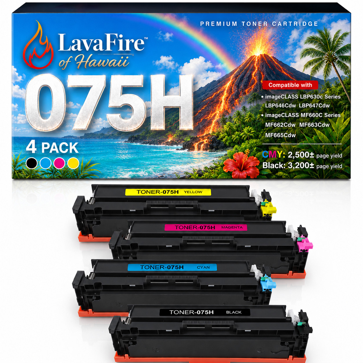 ** NEW Canon 075H Toner | 075/075H Compatible | Black/Color | High Yield | 4-Pak
