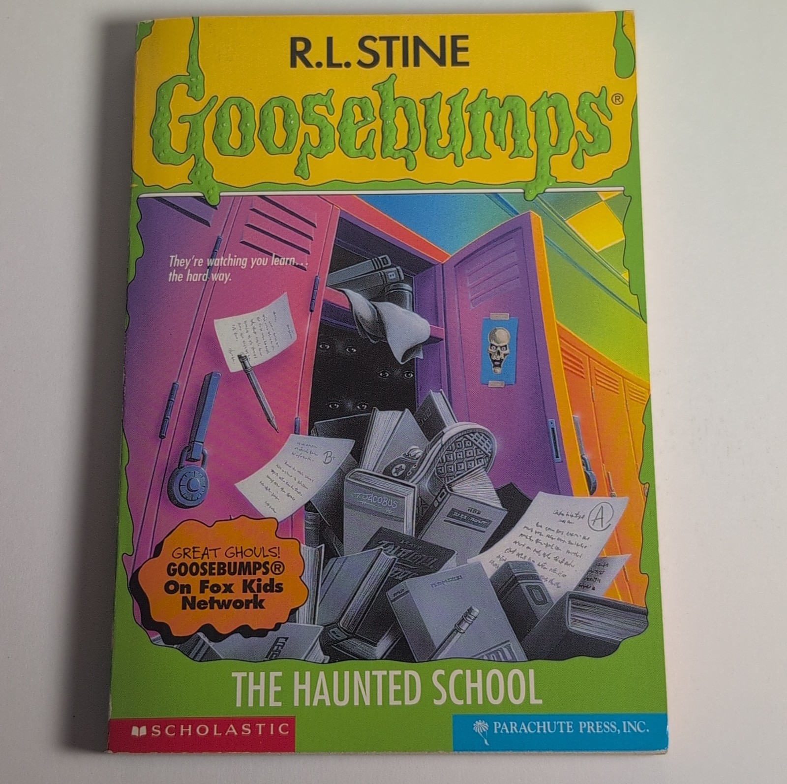 Vtg R.L. Stine Goosbumps #59 The Haunted School First Print Scholastic Book Vtg R.L. Stine Goosbumps #59 The Haunted School First Print Scholastic Book