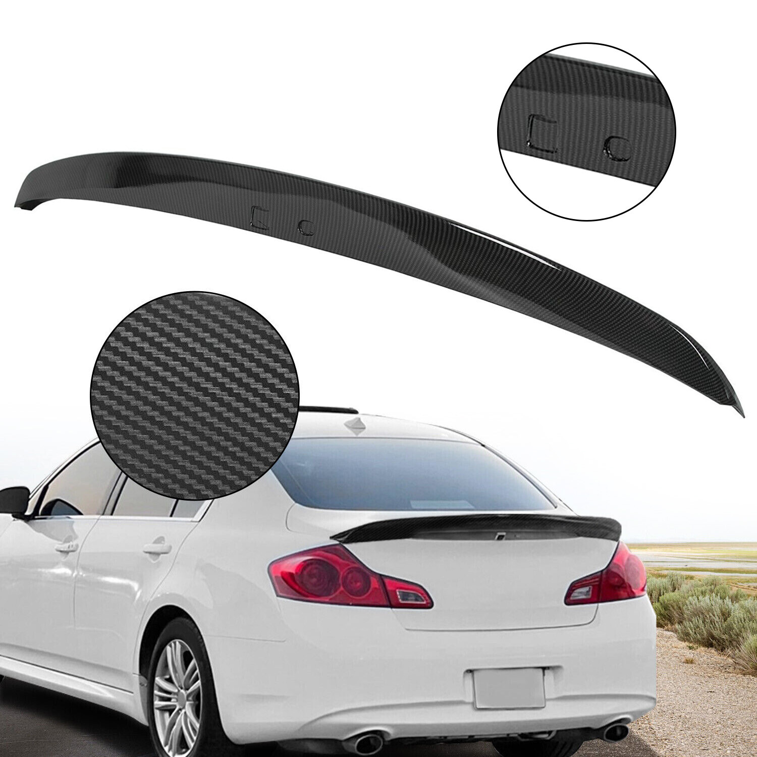 For Infiniti G25 G35 G37 Q40 07-15 2010 JDM Rear Trunk Wing Spoiler Carbon Look