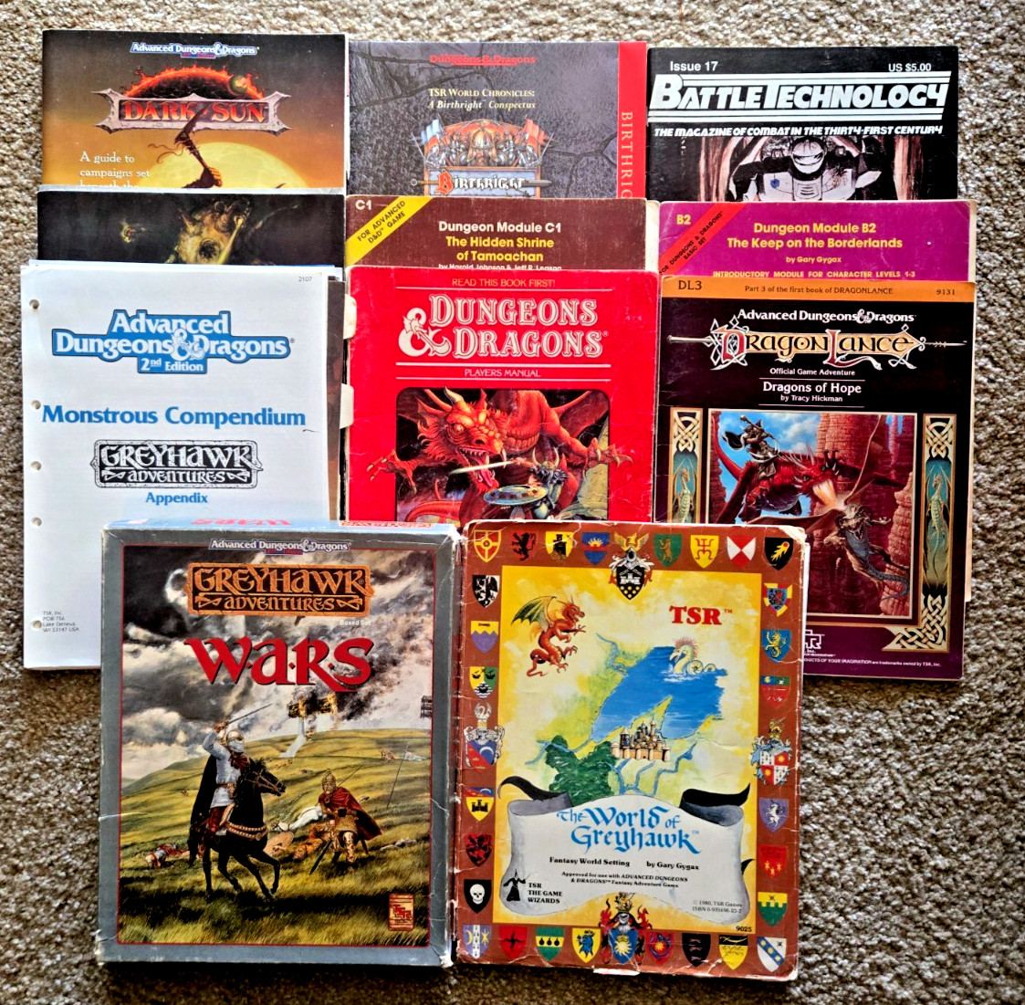 Dungeons & Dragons AD&D Lot Of Ten RPG'S Greyhawk Screen Rules Vintage Rare+Free