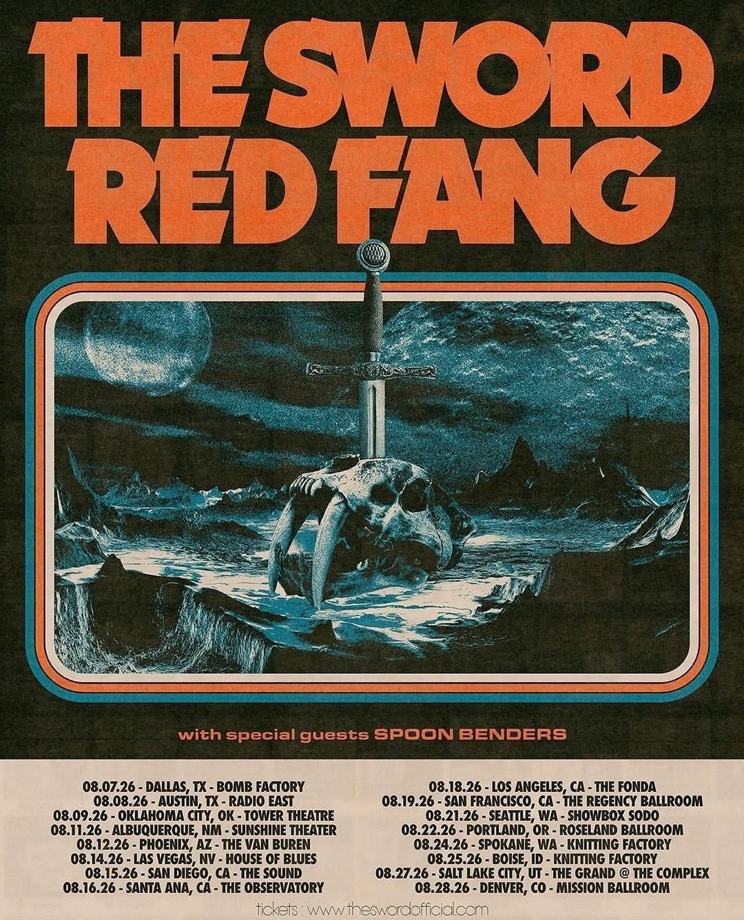 The Sword Red Fang 2026 Tour Rock Concert Poster