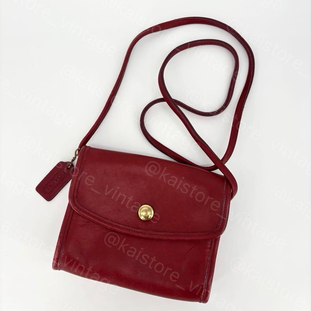 Vintage COACH Chrystie Shoulder Bag Red Leather 9892 Authentic From Japan