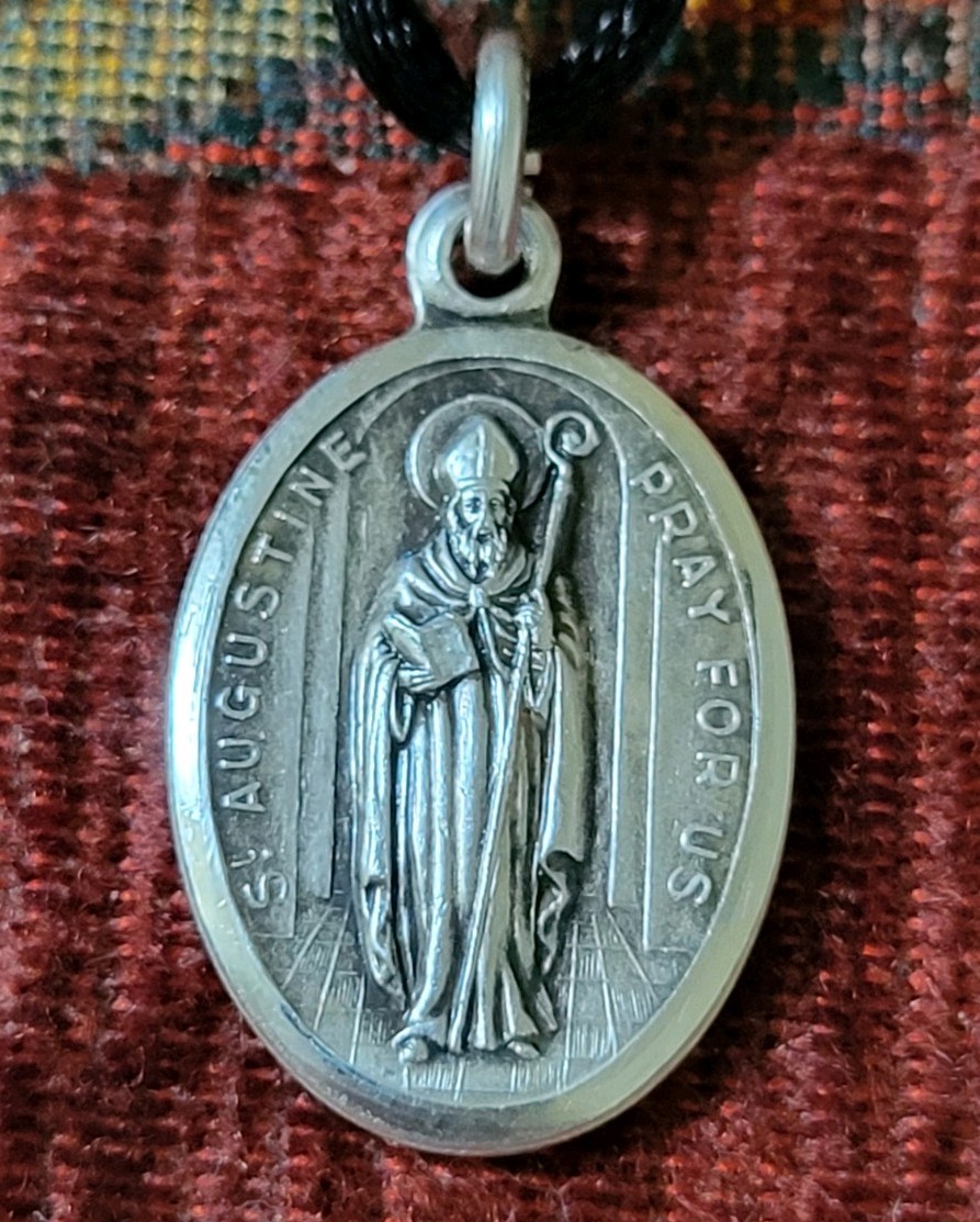 St. Augustine Sterling Vintage & New Medal Catholic patron of Brewers& Printers