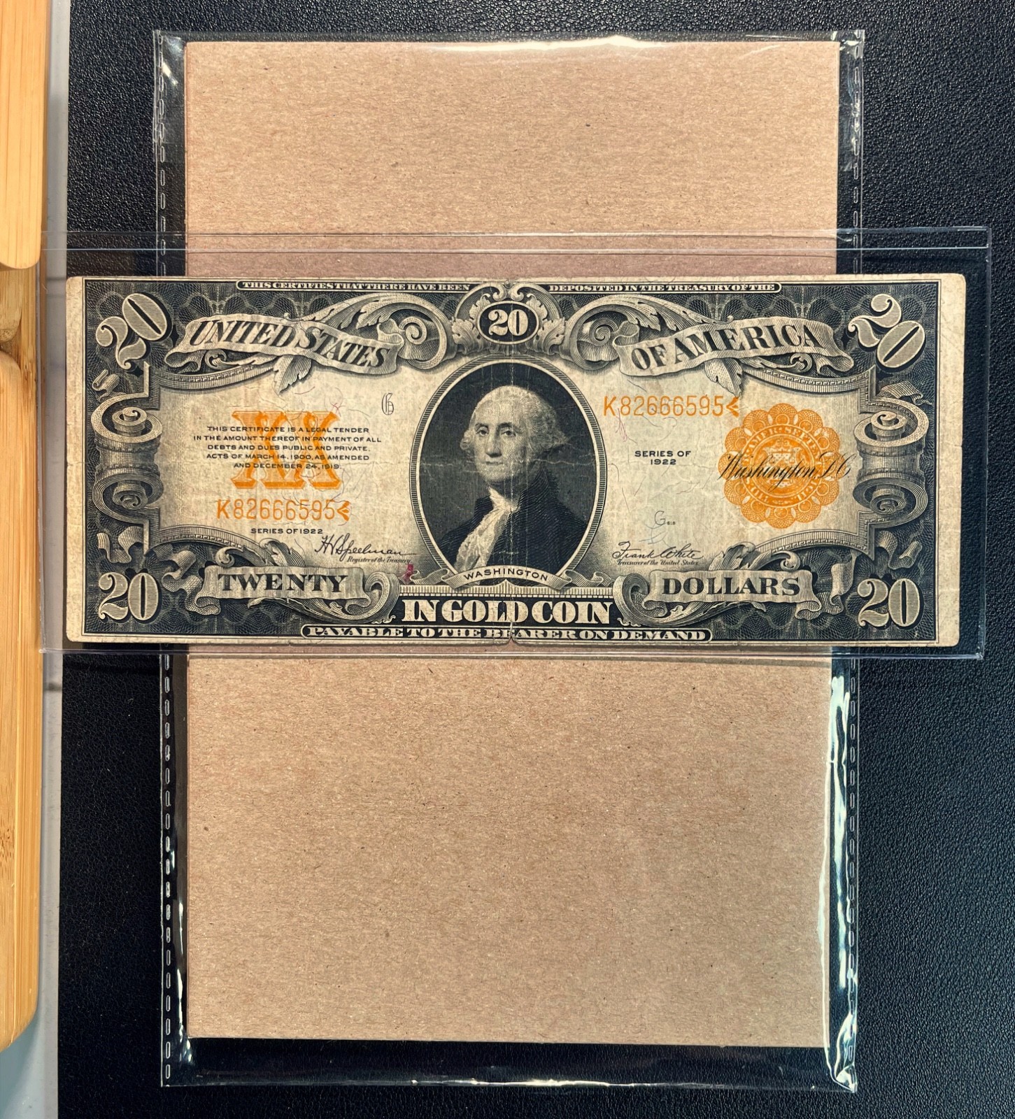 Fr. 1187 1922 $20 Gold Certificate - VF Comment