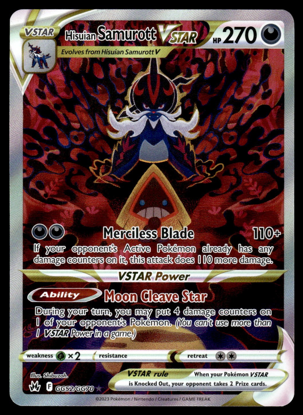 Hisuian Samurott VSTAR GG52/GG70 Crown Zenith Galarian Gallery Holo Pokemon NM