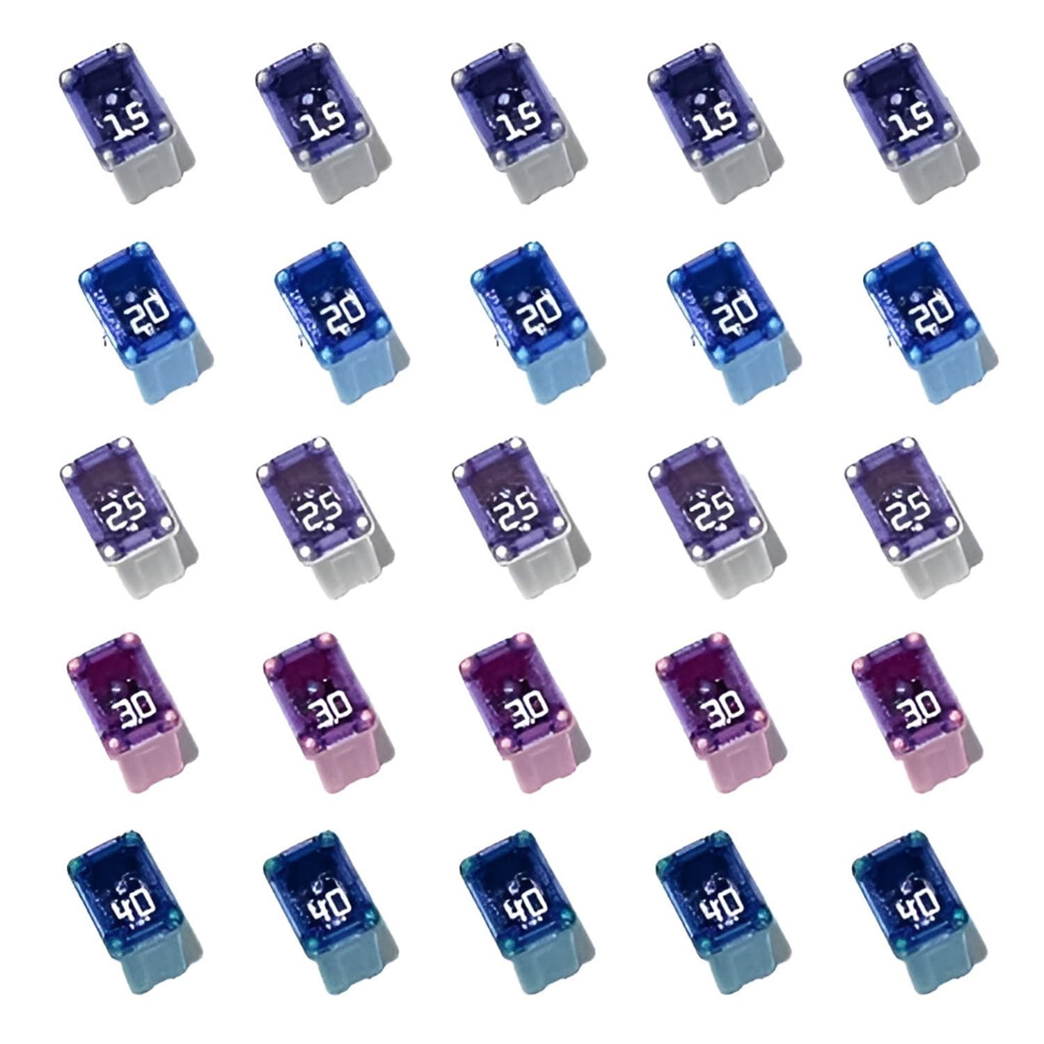 EDS 25 Pack Micro Cartridge Auto Fuses FMM/MCASE 5 Each 15A 20A 25A 30A 40A