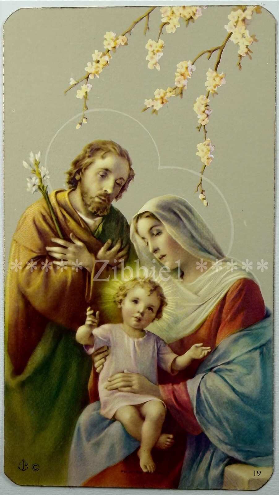 The Holy Family, Vintage Holy Devotional Card.